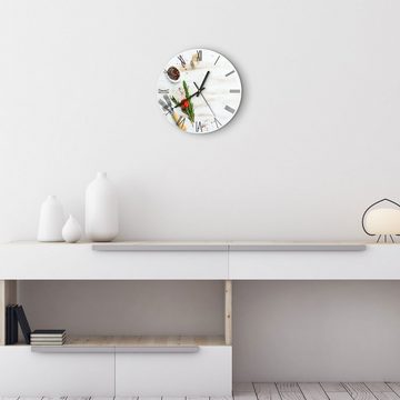DEQORI Wanduhr 'Küchenkräuter und Gewürze' (Glas Glasuhr modern Wand Uhr Design Küchenuhr)
