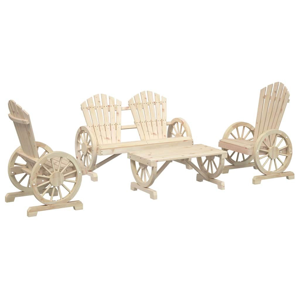 vidaXL Gartenlounge-Set 4-tlg. Garten-Lounge-Set Massivholz Tanne, (1-tlg)