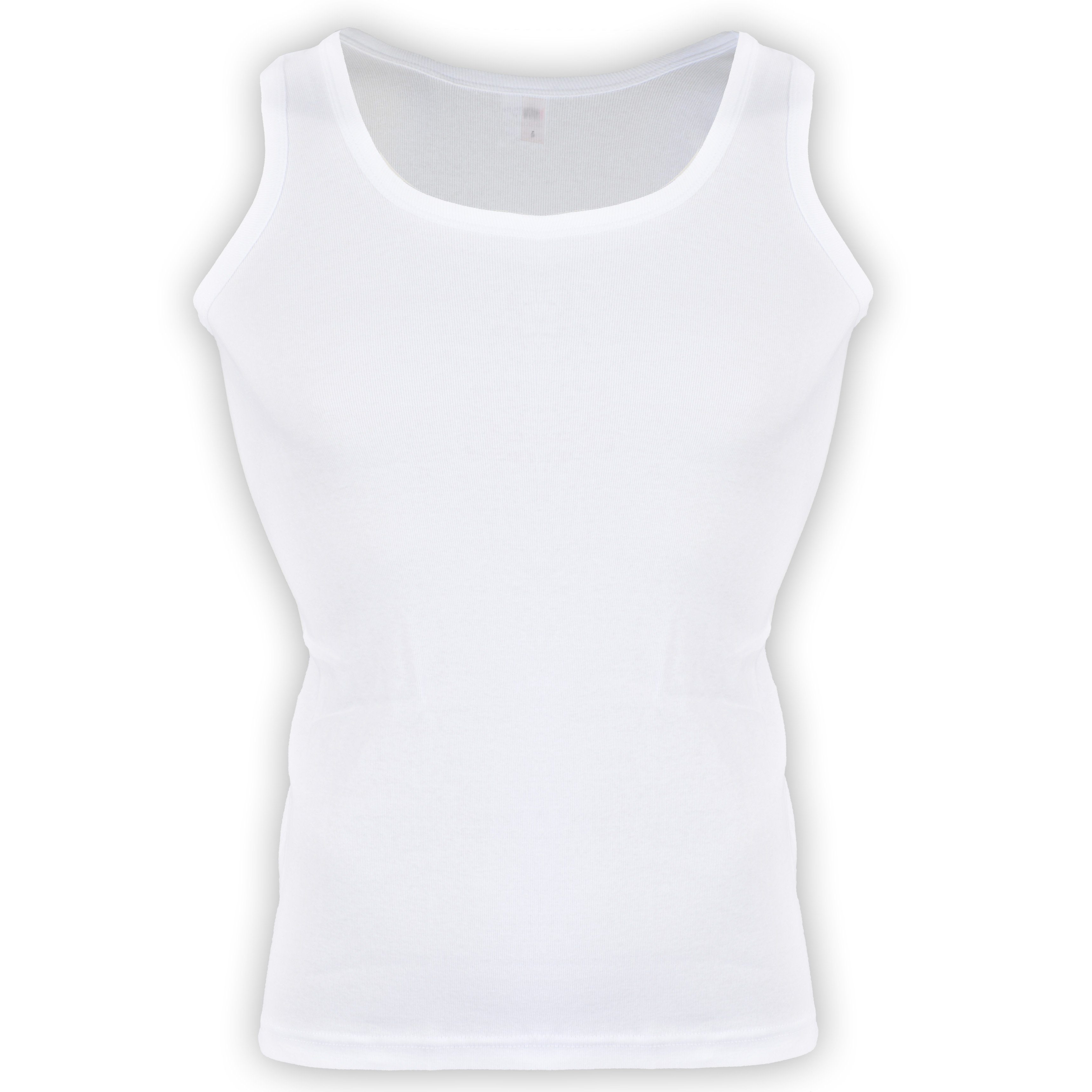 (4-St) Schwarz Weiß oder Feinripp, Tank-Top Unterhemd Baumwolle, Frostfighter Herren 100%