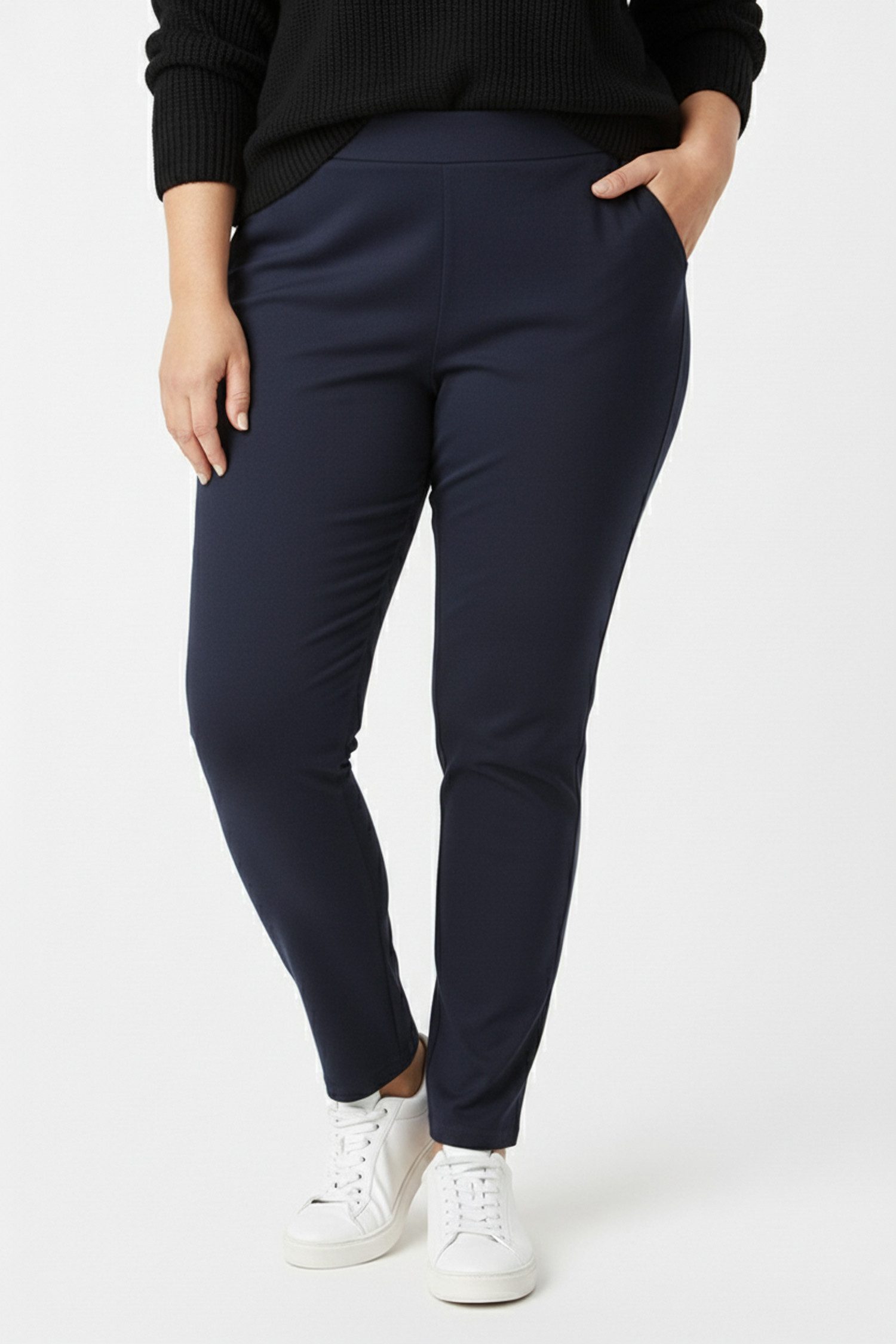 Kendindza Collection Stretch-Hose Bequeme Stoffhose elegant Slim Fit Gummibund flexiblem Rückenteil MADE IN ITALY - Weiches Material - Schlupfhose