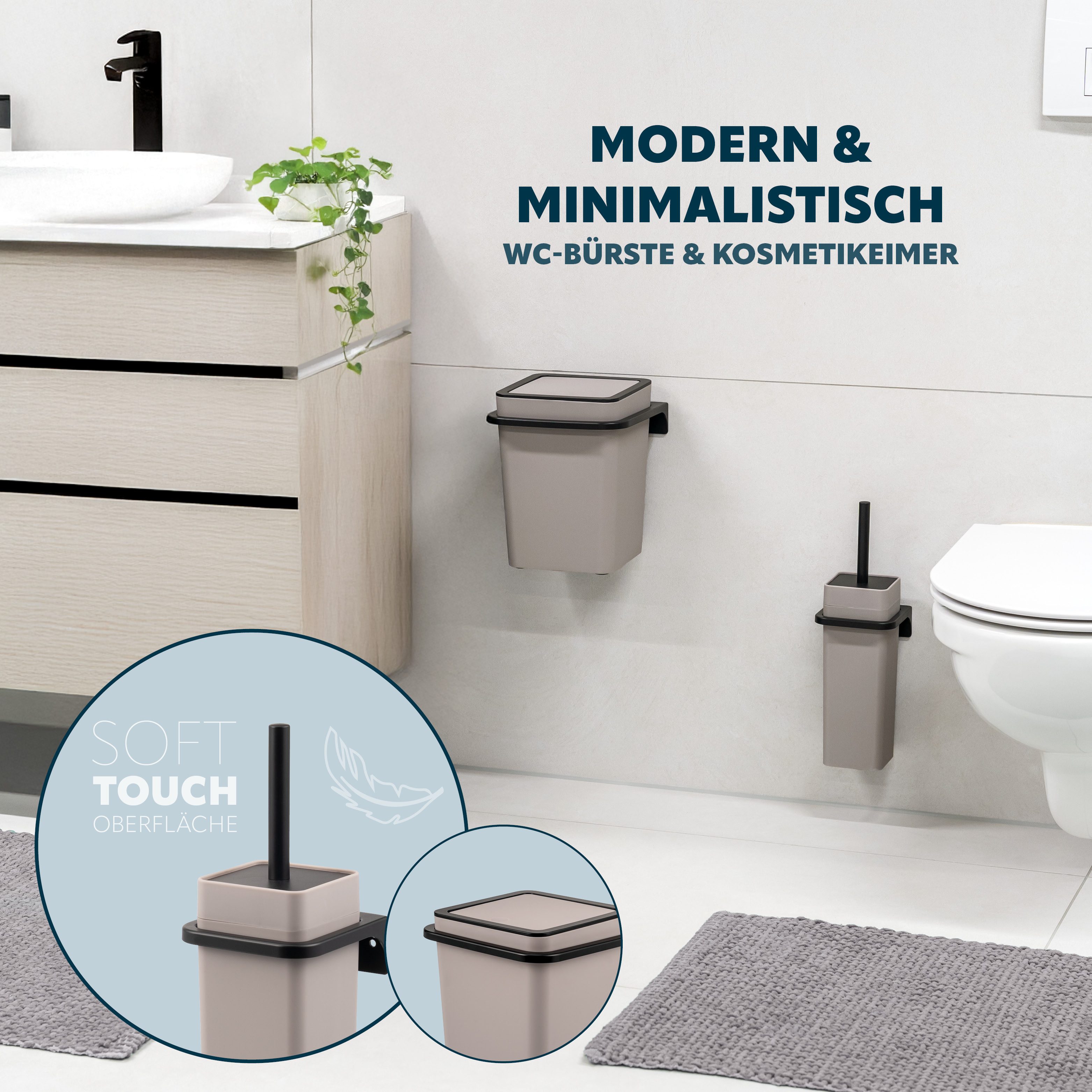 bremermann Badaccessoire-Set 2tlg. Bad-Set SAVONA Softtouch inkl. Wandhalterung, 2 tlg. – Bild 2 von 5