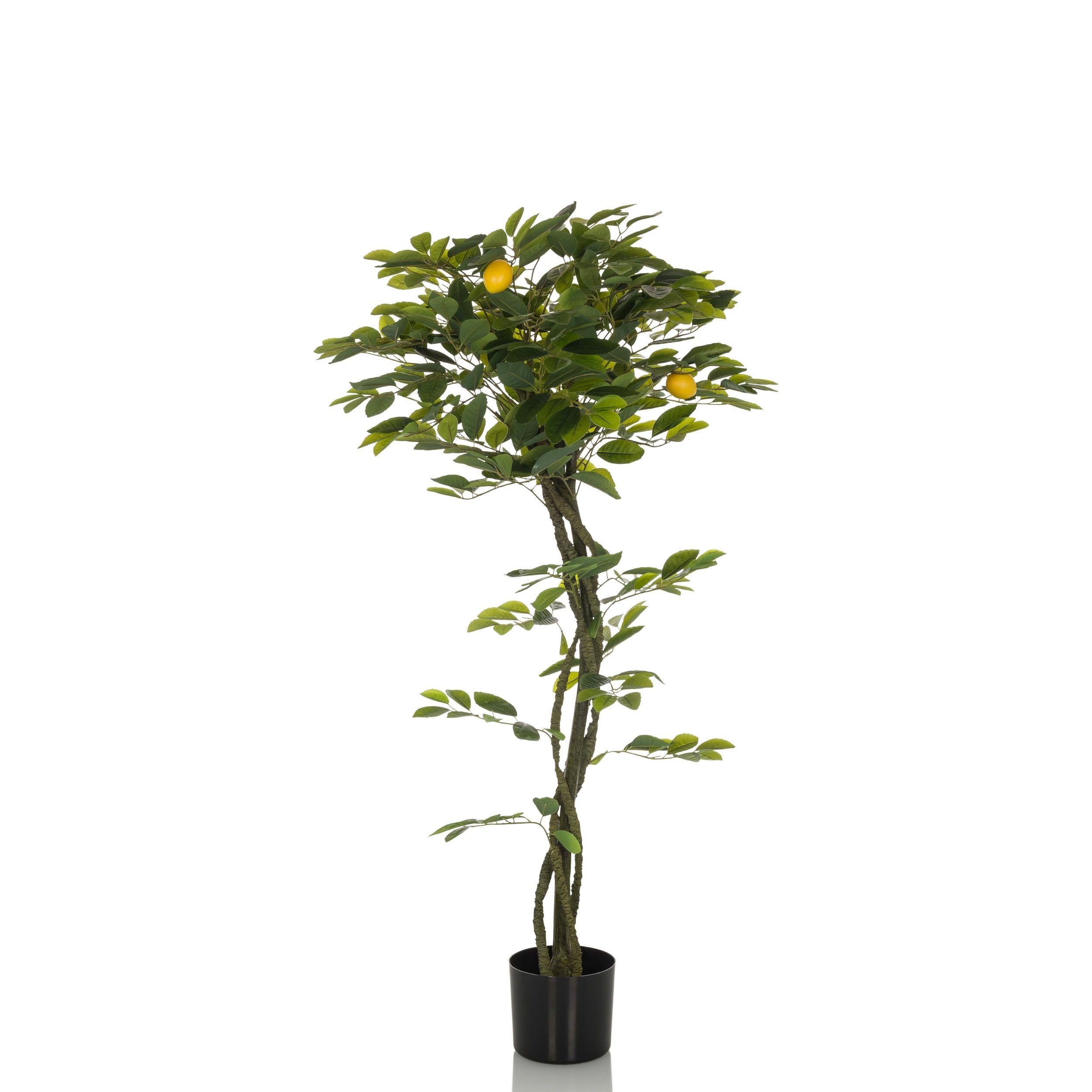 cm, innen- Zimmerpflanze Höhe Künstliche und / bümö, Kunstpflanze: für Zitronenbaum außen Pflanzen, 135 Deko Zitrone