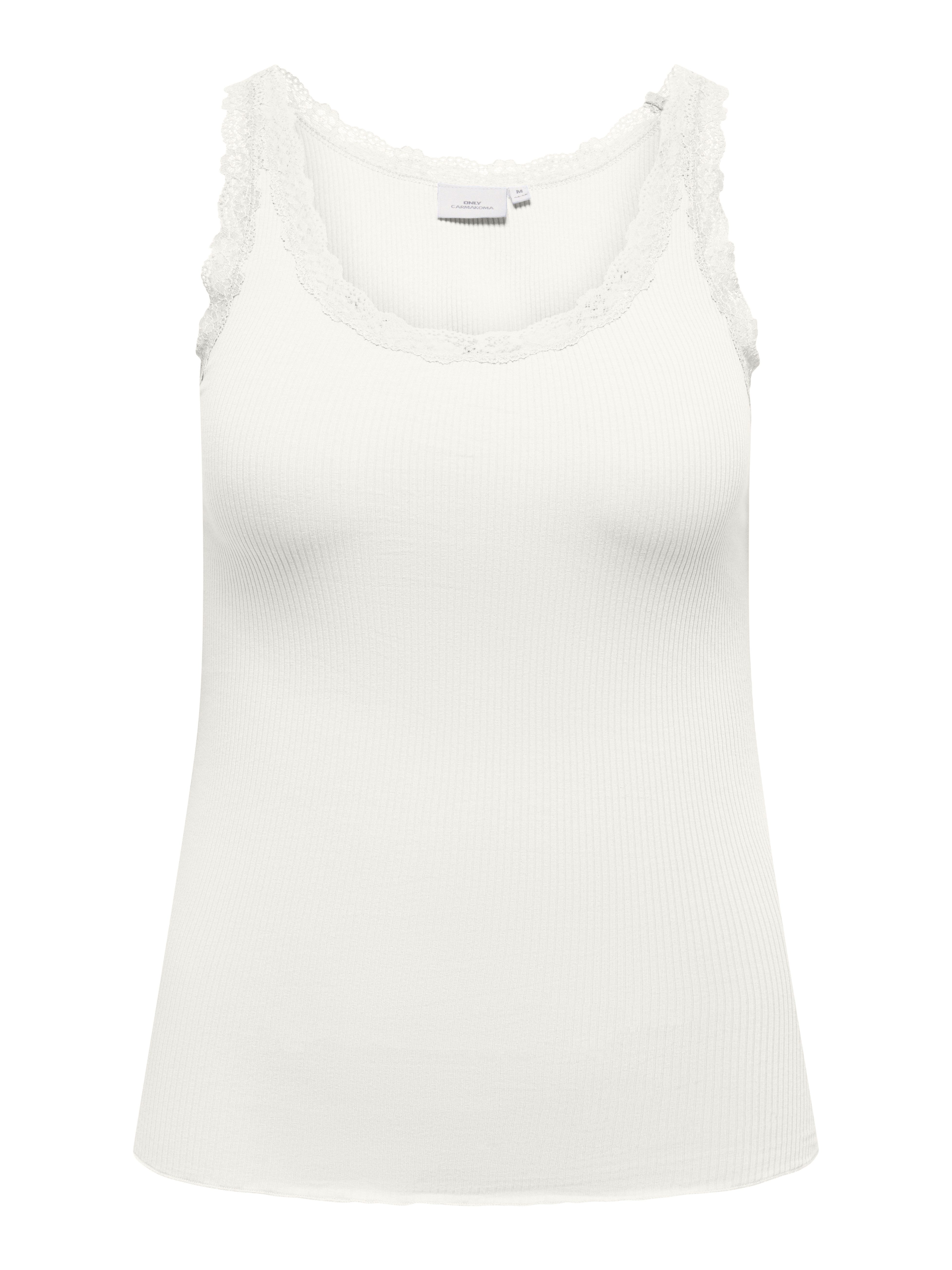 ONLY CARMAKOMA Trägertop CARSARA SHARAI LACE TANK TOP JRS NOOS mit Spitze am Ausschnitt und leicht gewelltem Saum