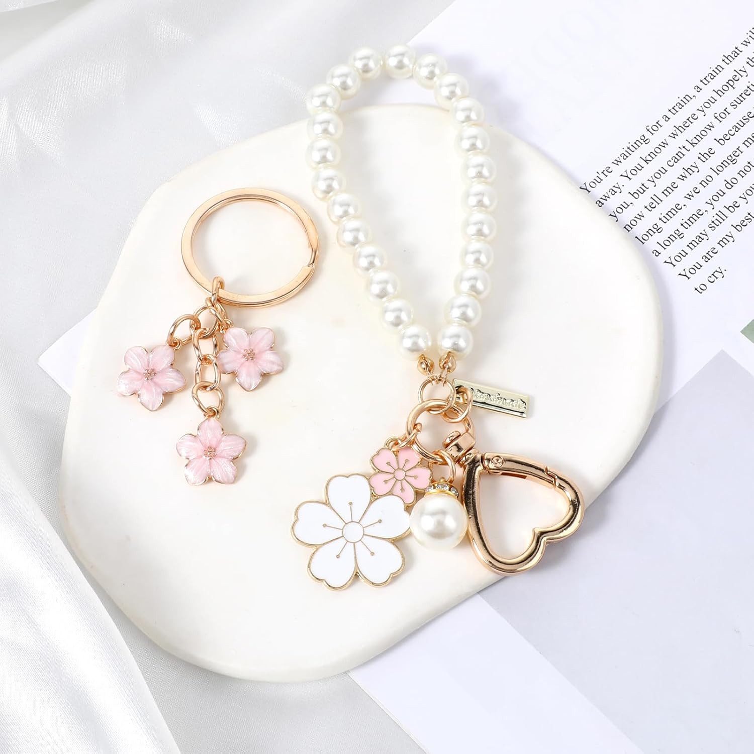 FELIXLEO Schlüsselanhänger Set 2er Blume Schlüsselanhänger Tasche Anhänger Damen Armband – Bild 5 von 5
