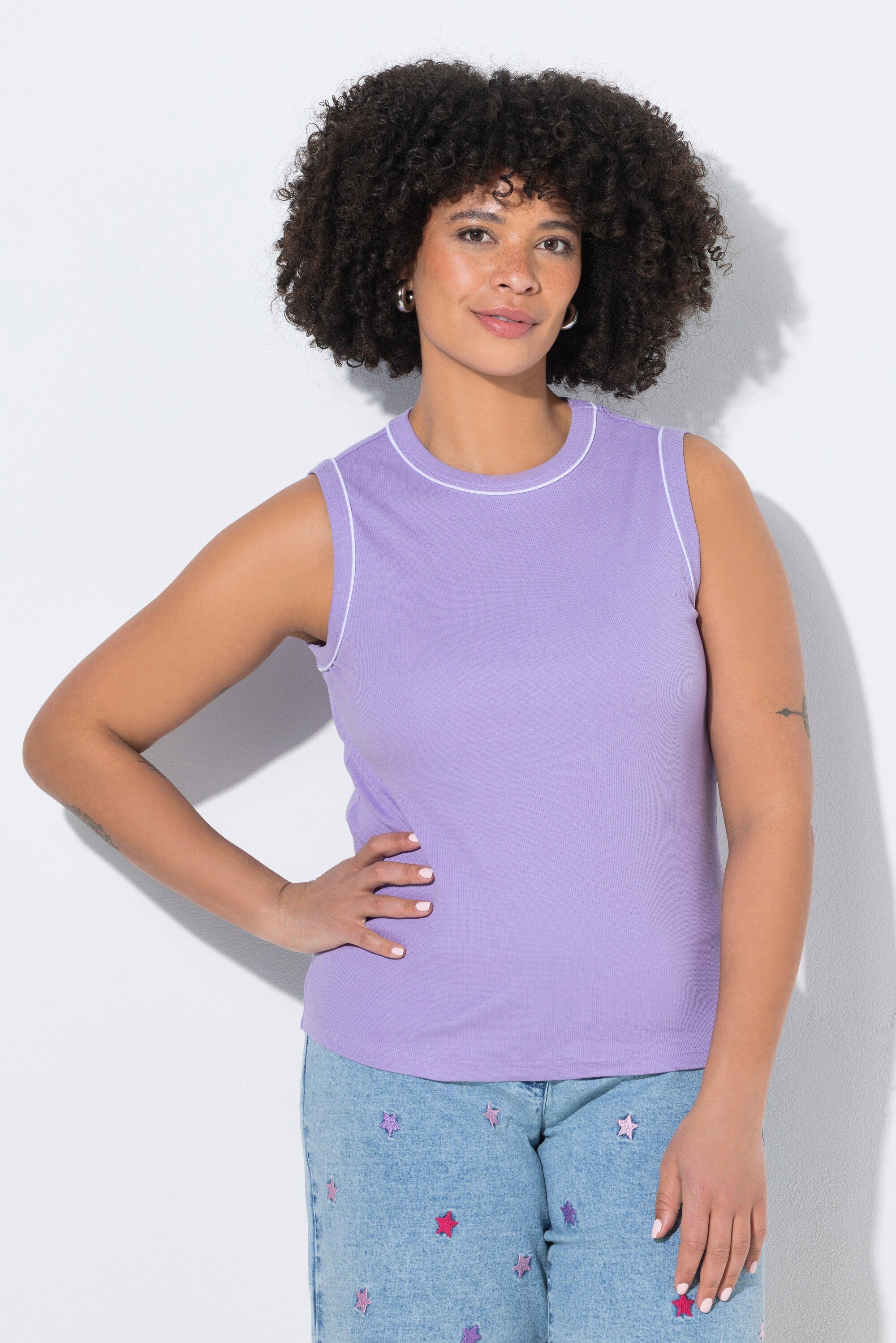 Angel of Style Longtop Ripptop Slim Fit Zierpiping