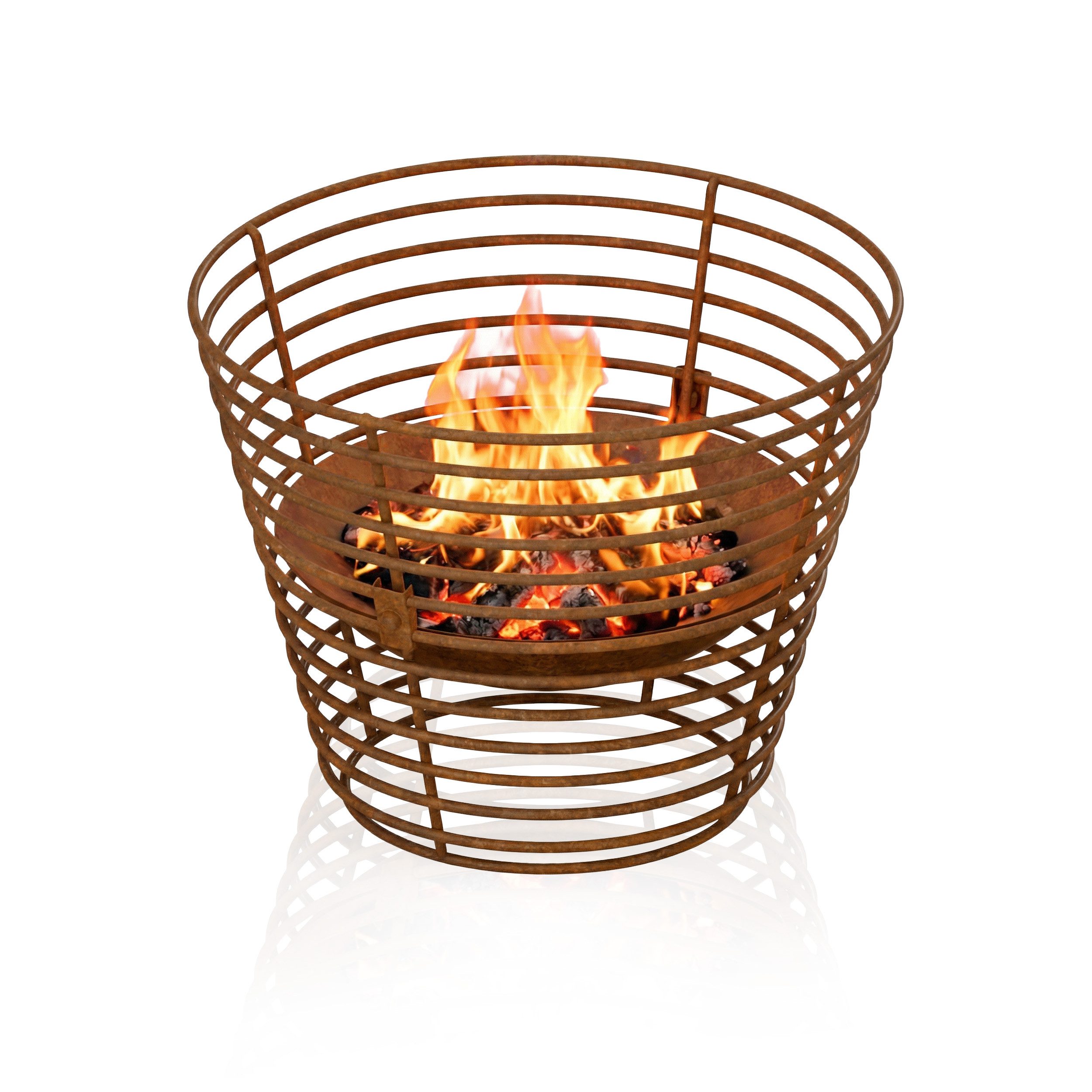KHG Feuerschale Feuerschale Ø54 cm aus Eisen in Rostoptik, (Feuerkorb für Holz & Kohle als Feuerstelle für Garten Terrasse Outdoor, 1-St., im Industrial-Look Lagerfeuer Rost-Braun modern)