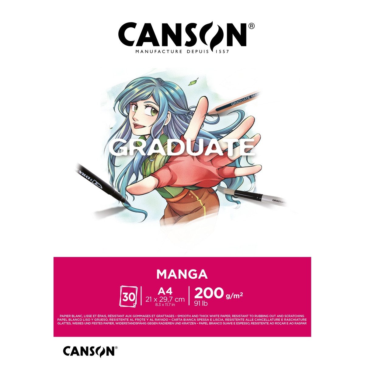 LYRA Zeichenblock CANSON Zeichenblock Manga 30 Blatt 200g/m² DIN A4