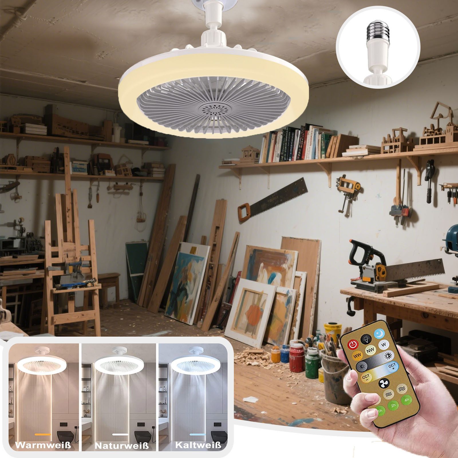 MUPOO Deckenventilator Deckenlampen Ventilatoren E27, Fernbedienung, günstig online kaufen
