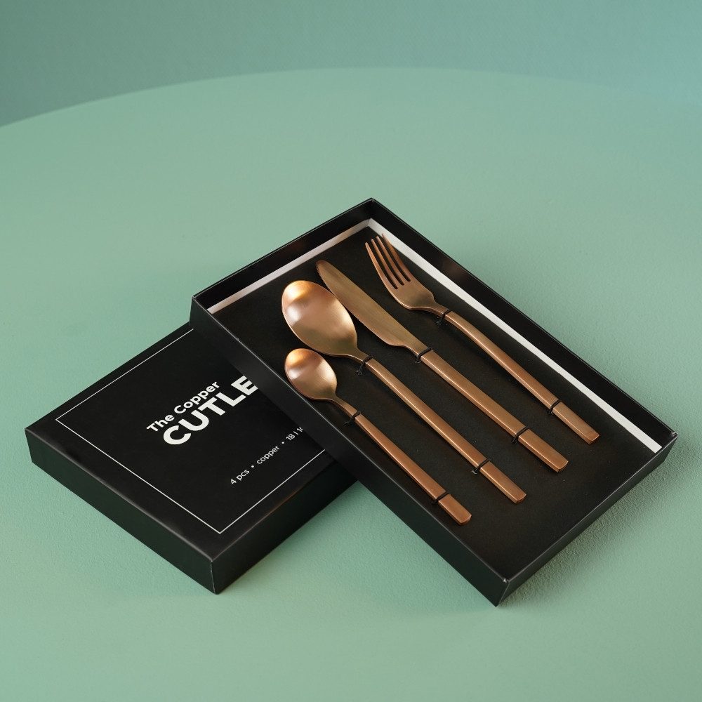 Werner Voß Besteck-Set S/4 teilig Besteck Copper Cutlery - kupfer matt - Edelstahl 18/1