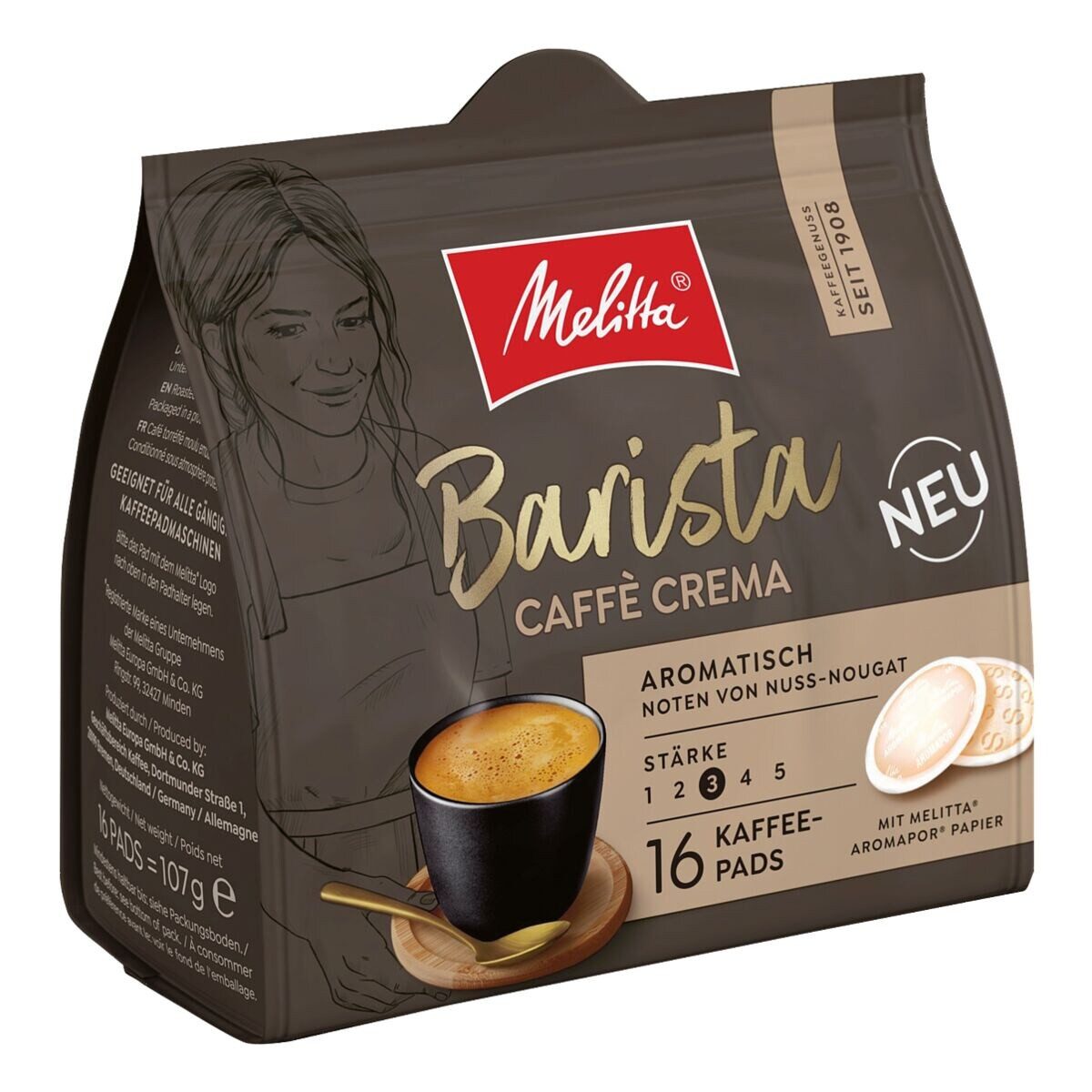 Melitta Kaffee Barista Caffè Crema, 16 Kaffeepads