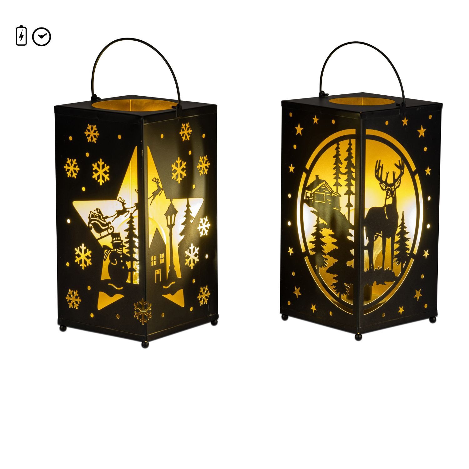 formano Tischleuchte Winterzeit, LED, Mit Timerfunktion, Schwarz, Weihnachtsszene, H: 26cm