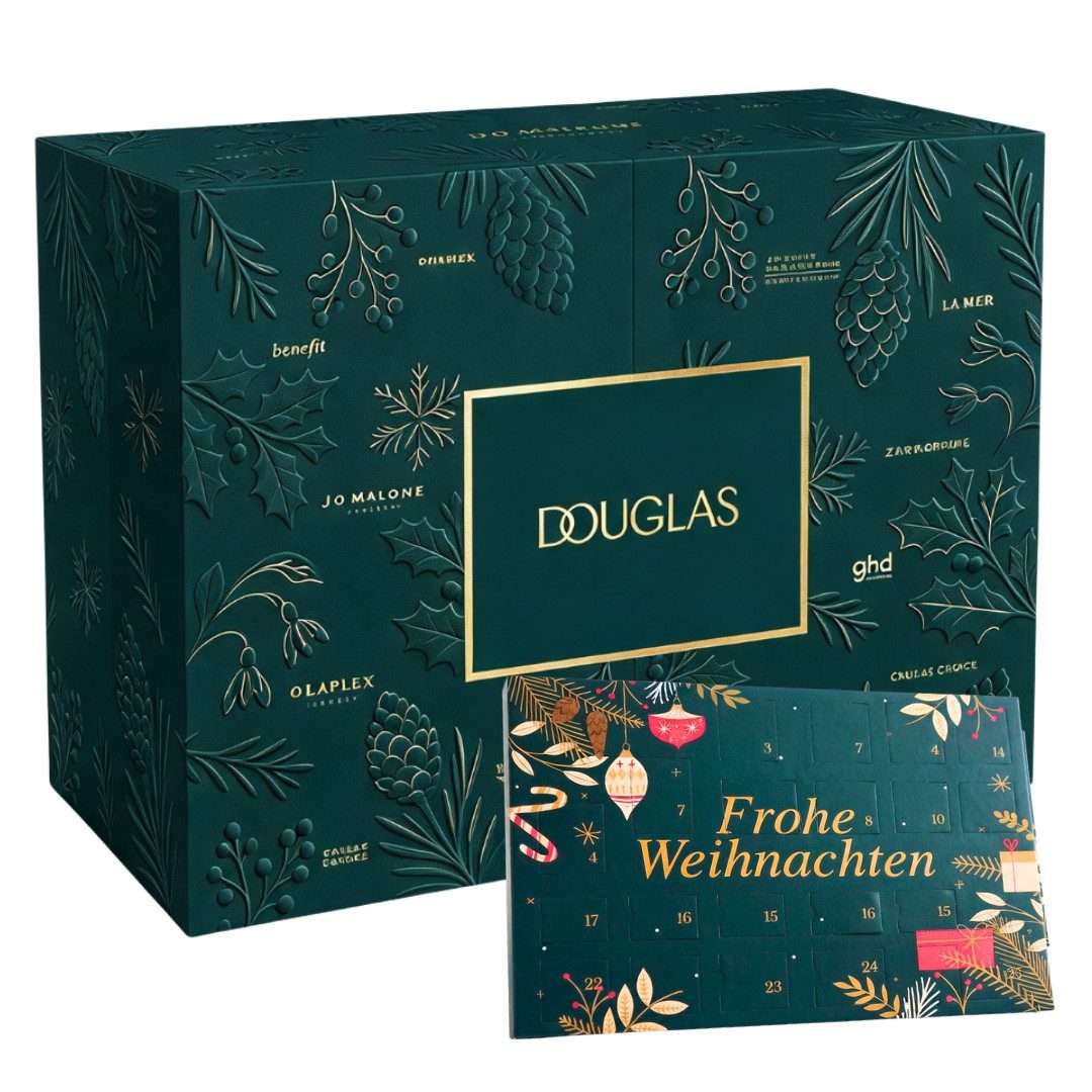 Douglas Kosmetik-Adventskalender Luxury 2026 + DOUG Tisch Adventskalender 2er set Frauen Beauty Pflege (Set, 48-tlg), 48 tlg - 24 Luxus Pflegeprodukte + 24 Schokolade Advent kalender Damen