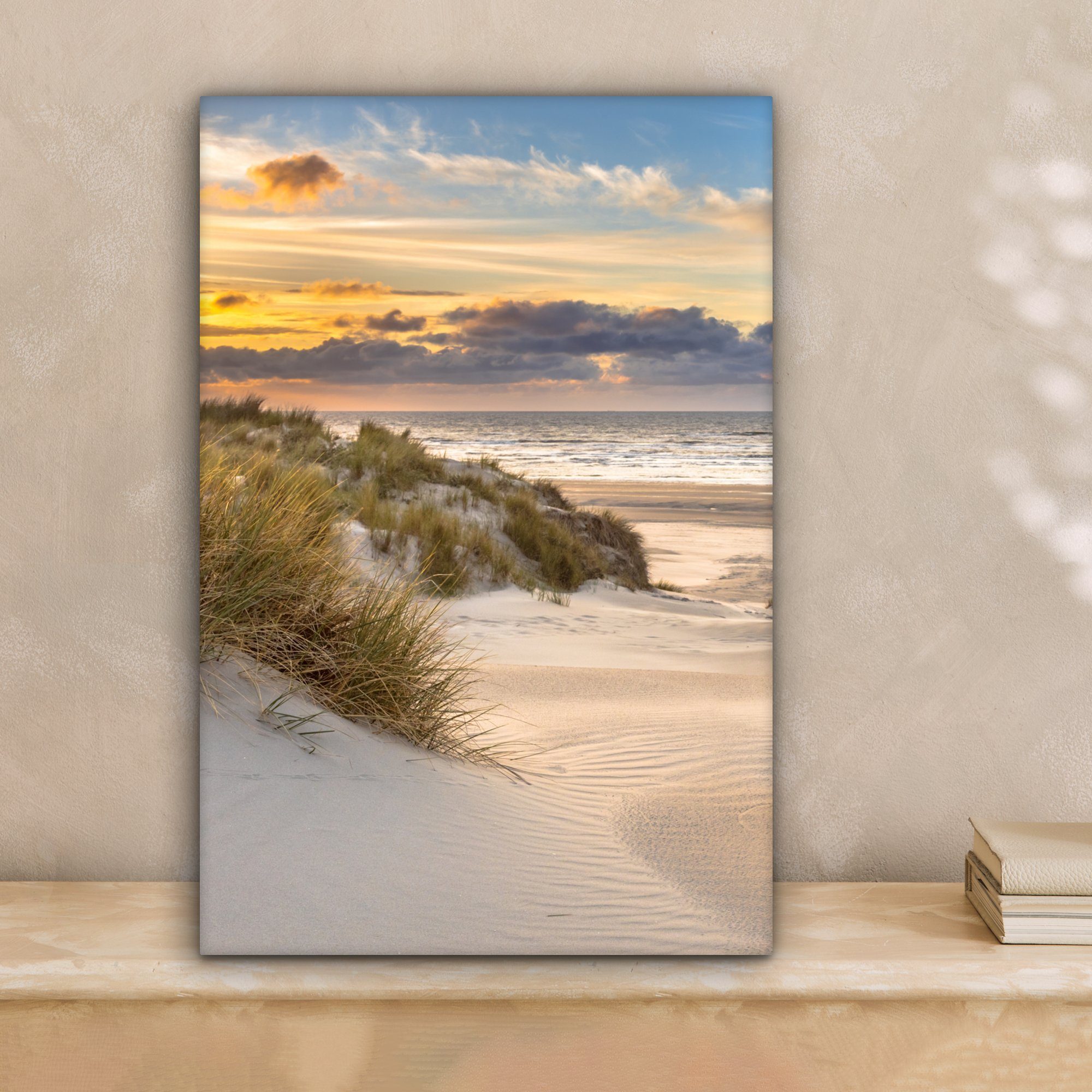 OneMillionCanvasses® Leinwandbild Strand - Düne - Gras - Sonnenuntergang - günstig online kaufen