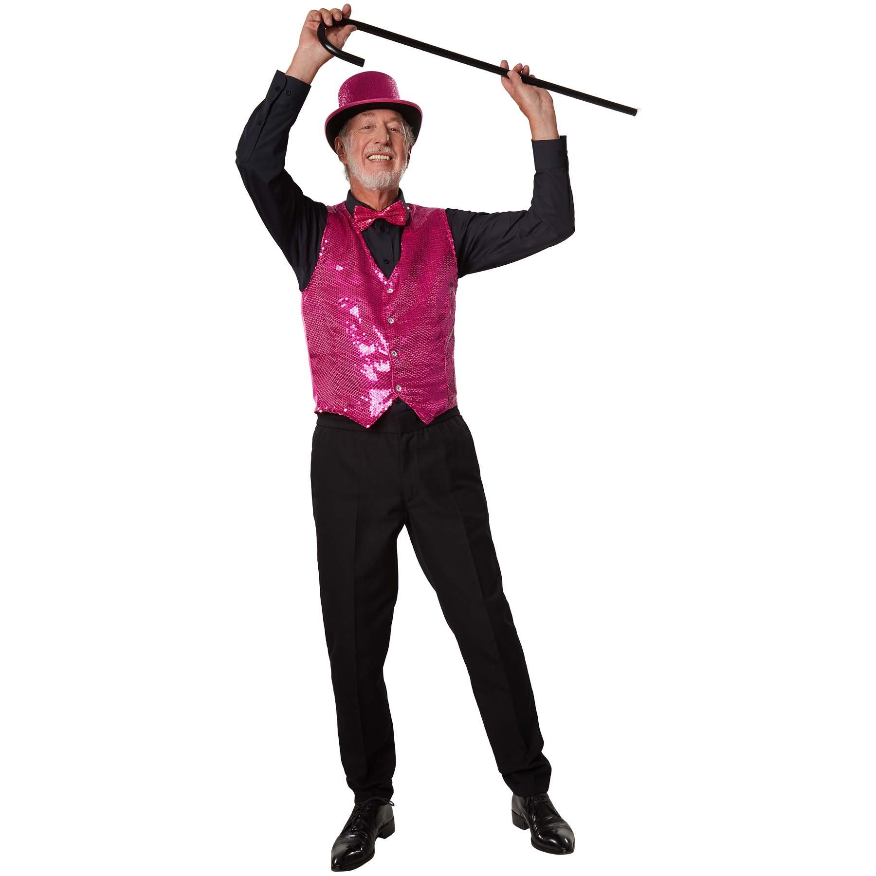 dressforfun Kostüm Faschingskleidung/Maskeradenverkleidung, Hutgröße 59/Höhe 12,5 cm, in der Farbe pink, Glitzernde Oberfläche und nach oben gewölbte Krempe