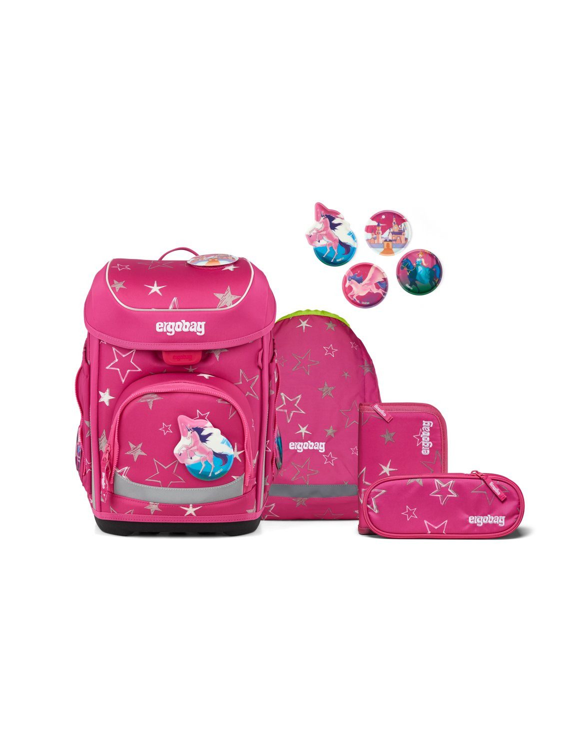 ergobag Schulranzen cubo Set (5-tlg., 5-teiliges Set), größenverstellbares Rückensystem