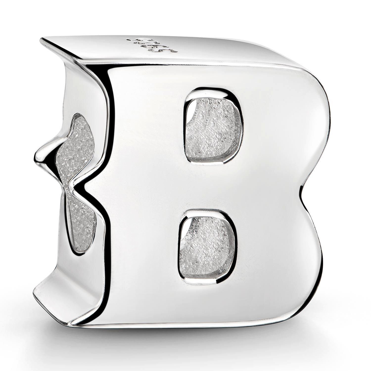 Materia Bead Hochglanz Charm Buchstabe / Alphabet " B " 1380, 925 Sterling Silber