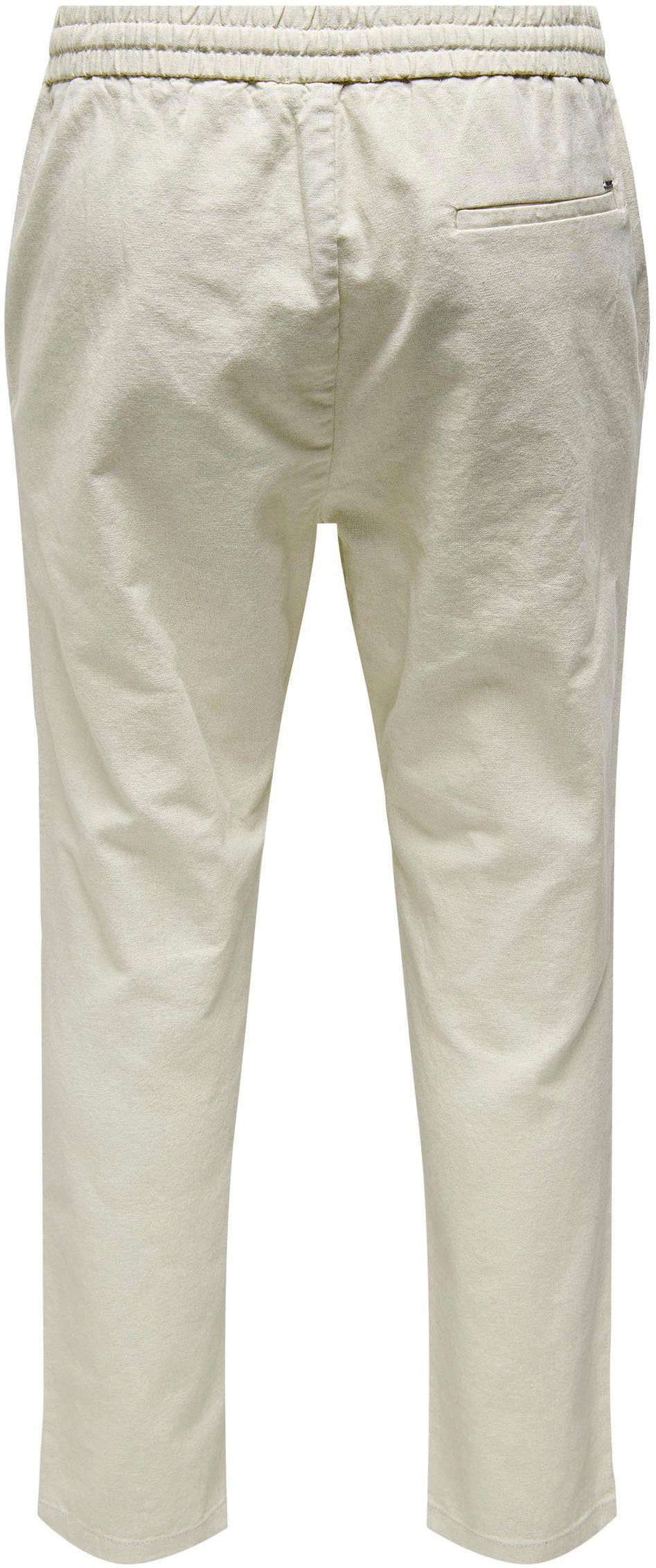 ONLY & SONS Schlupfhose ONSLINUS CROP 0007 COT LIN PNT NOOS Baumwolle mit Leinen, Gummizug und Kordel