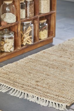 Läufer Ib Laursen - Teppich Läufer Wohnraum 80x250cm Jute Baumwolle Braun, Ib Laursen