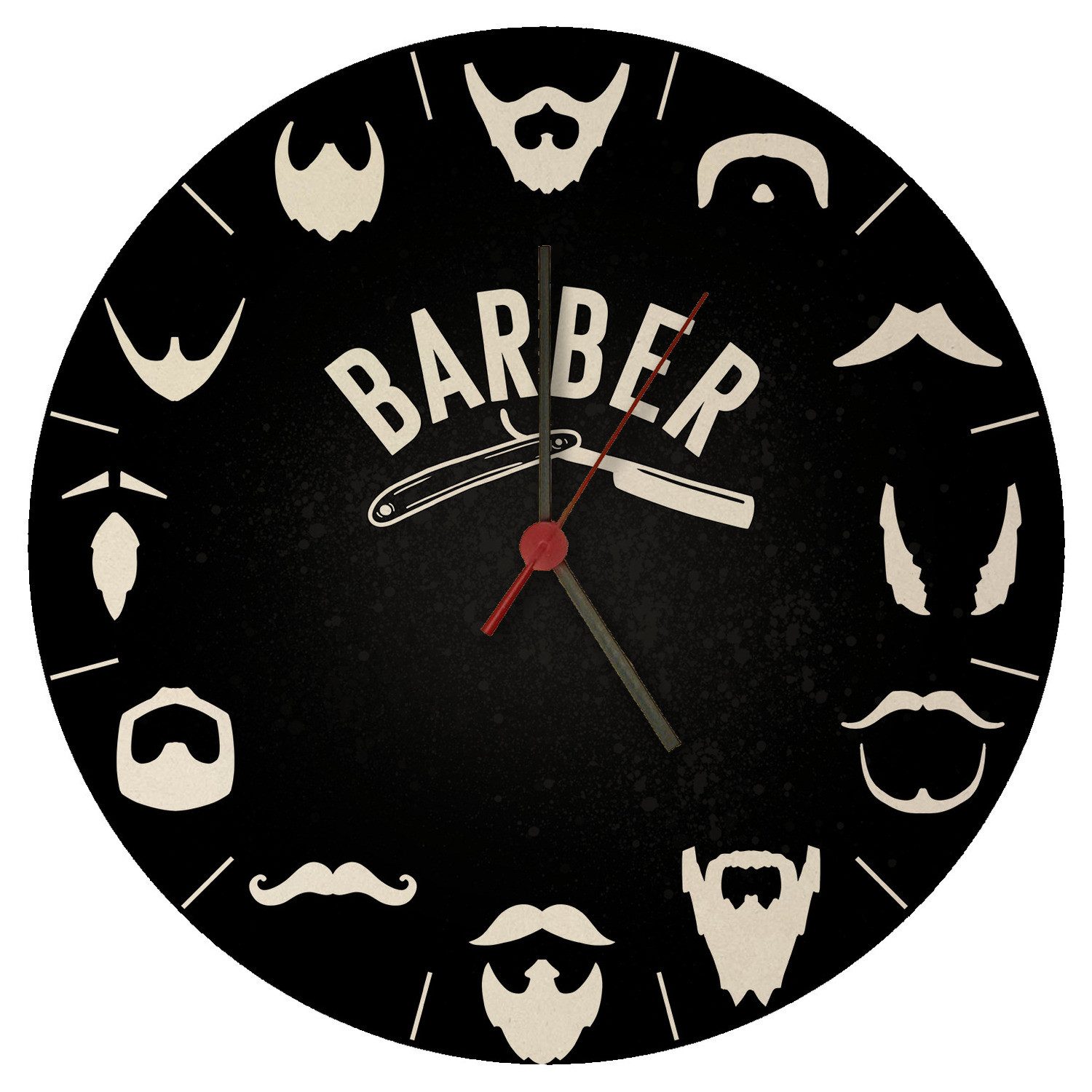 Wanduhr Barber Wanduhr aus MDF mit unterschiedlichen Barttypen