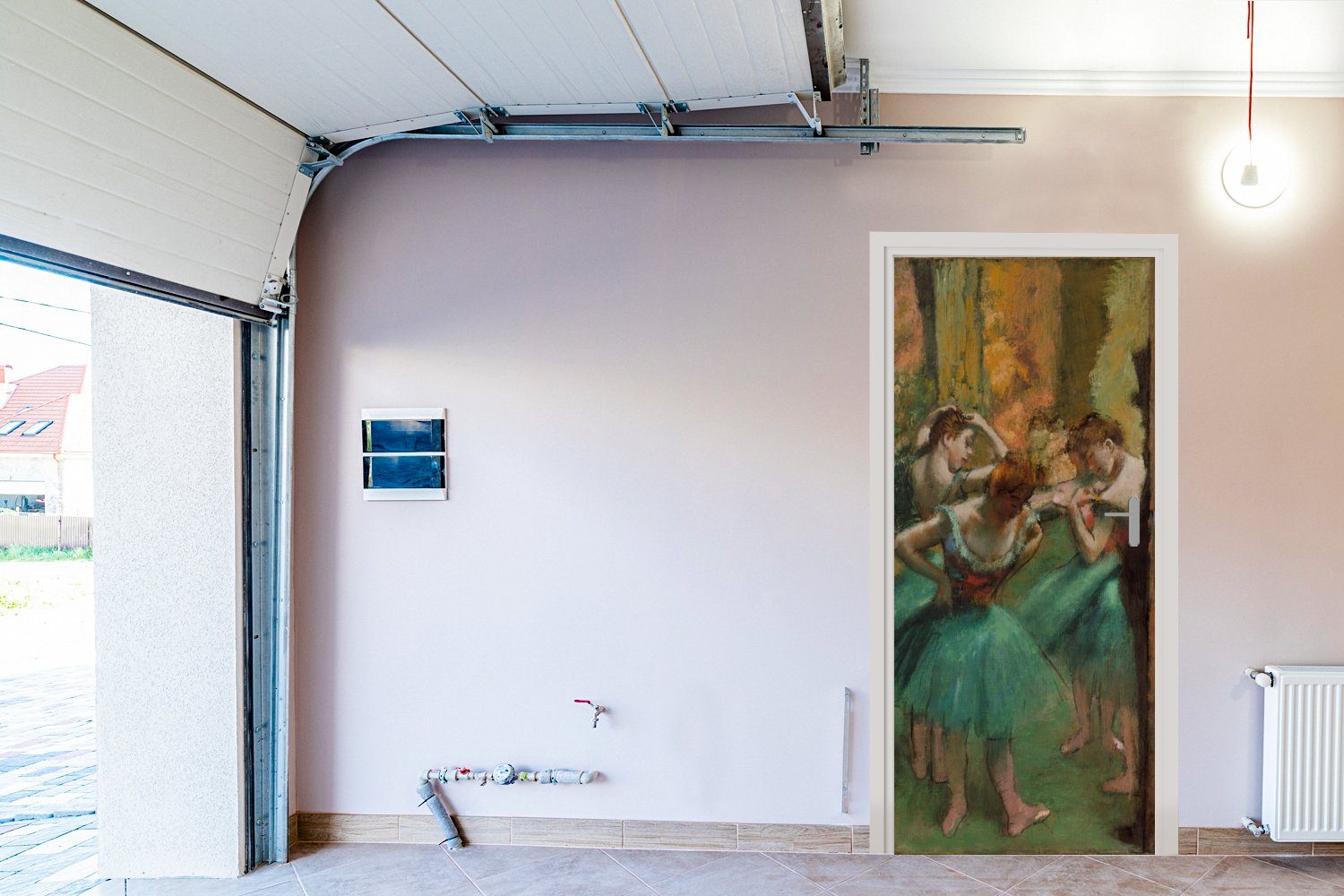 Türtapete 75x205 Grün (1 bedruckt, Gemälde St), Türaufkleber, MuchoWow Rosa für - von Matt, Degas, Fototapete und Edgar Tänzerinnen cm Tür,