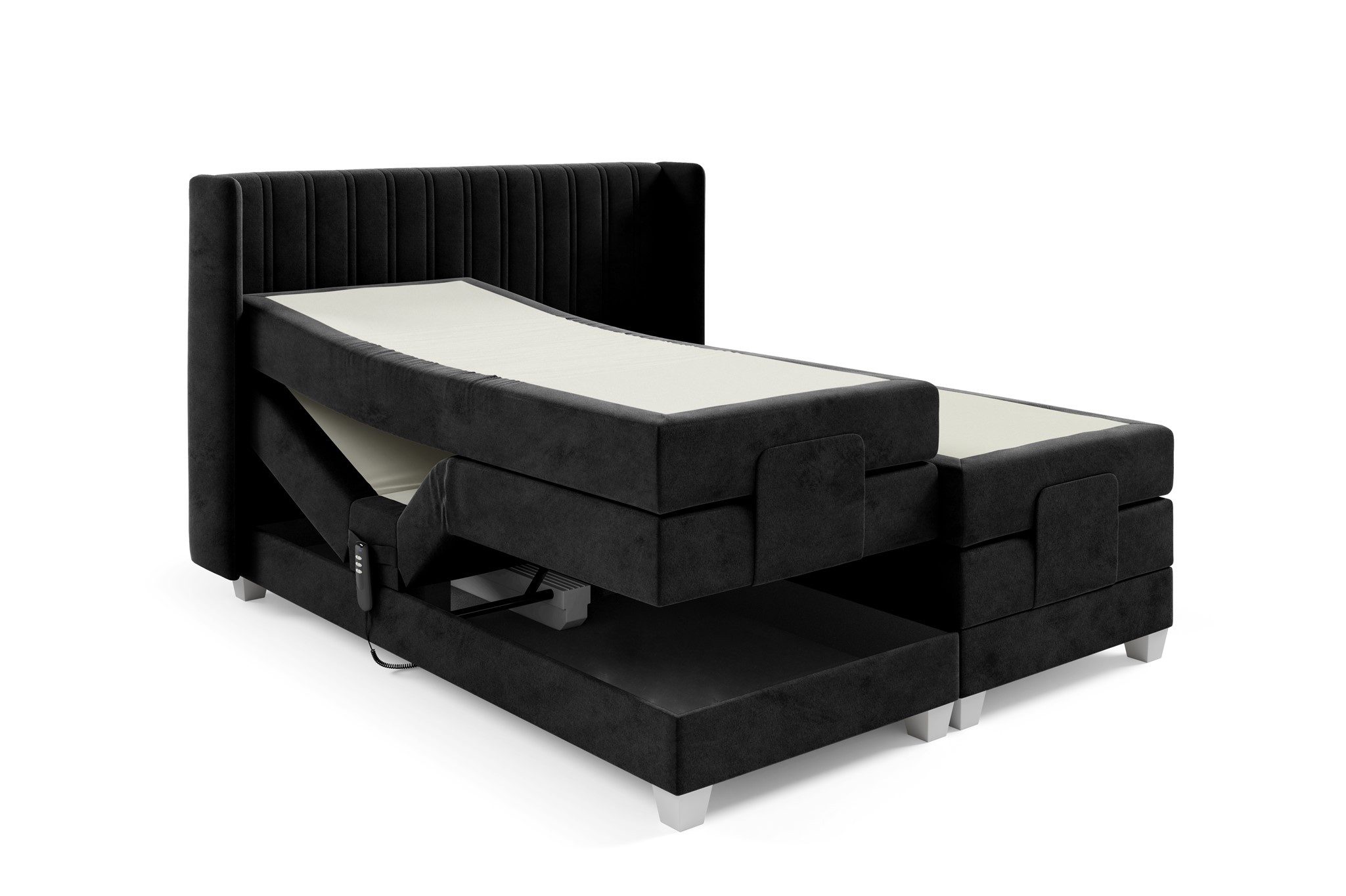 Fun Möbel Boxspringbett Schlafzimmerbett Elektrisches Bett MAGNUS in Stoff Salvador (inkl. Topper), Liegefläche elektrisch verstellbar