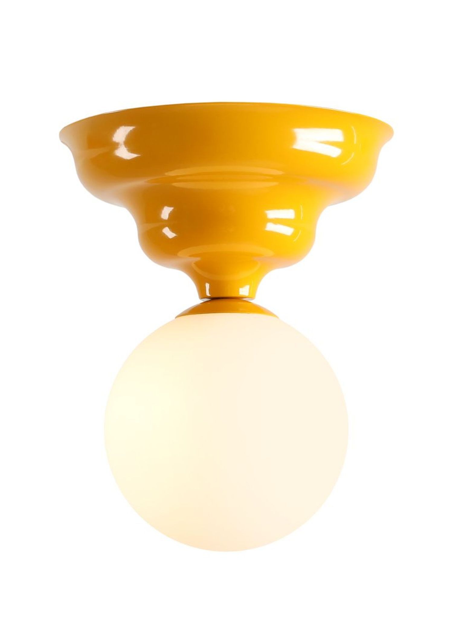 Licht-Erlebnisse Deckenleuchte NAREN, Metall Glas G9 rund D: 17 cm Gelb Weiß Kugelschirm Modern