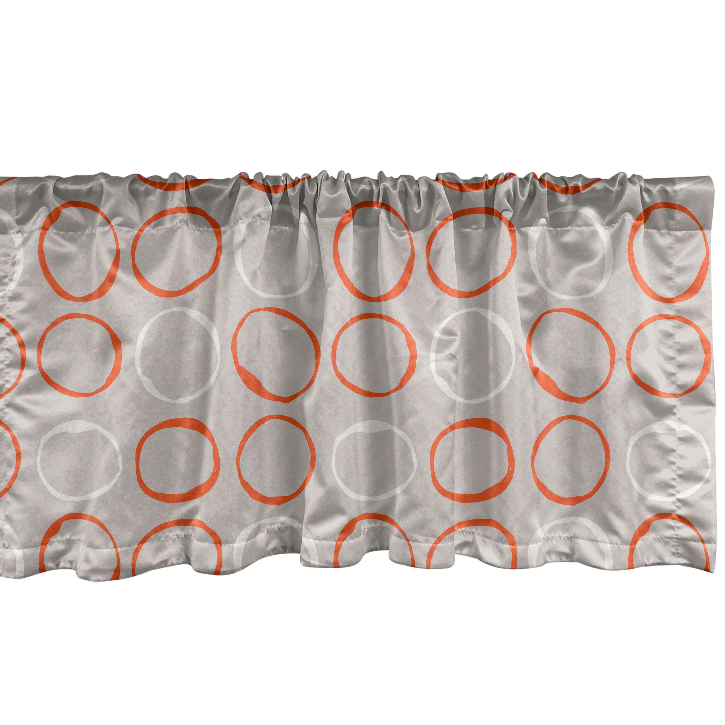 Scheibengardine Vorhang Volant für Küche Schlafzimmer Dekor mit Stangentasche, Abakuhaus, Microfaser, Orange Einfache Art Sketchy Kreise