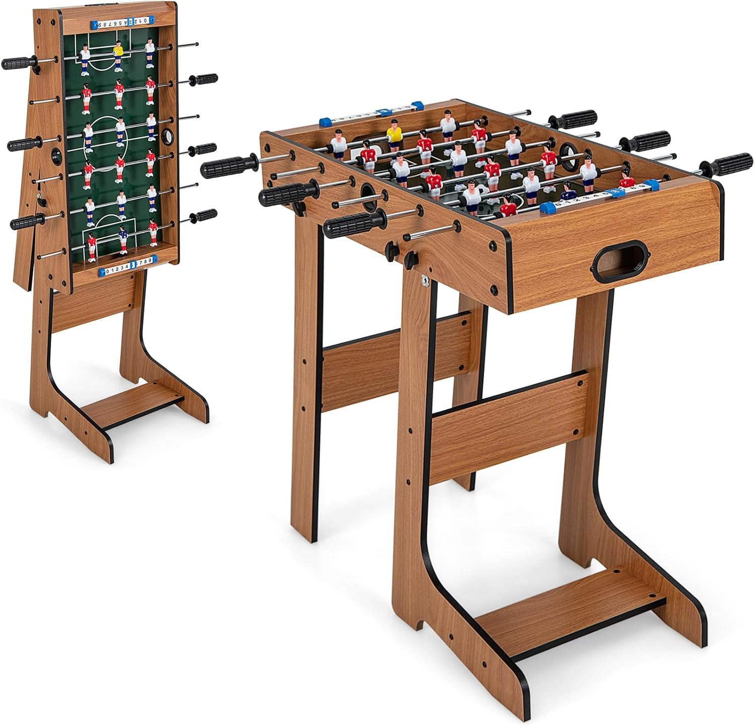 COSTWAY Mini-Tischkicker Spieltisch Tischfußball klappbar, mit 18 Kicker, 2 Bällen, 69 x 60 x 71 cm