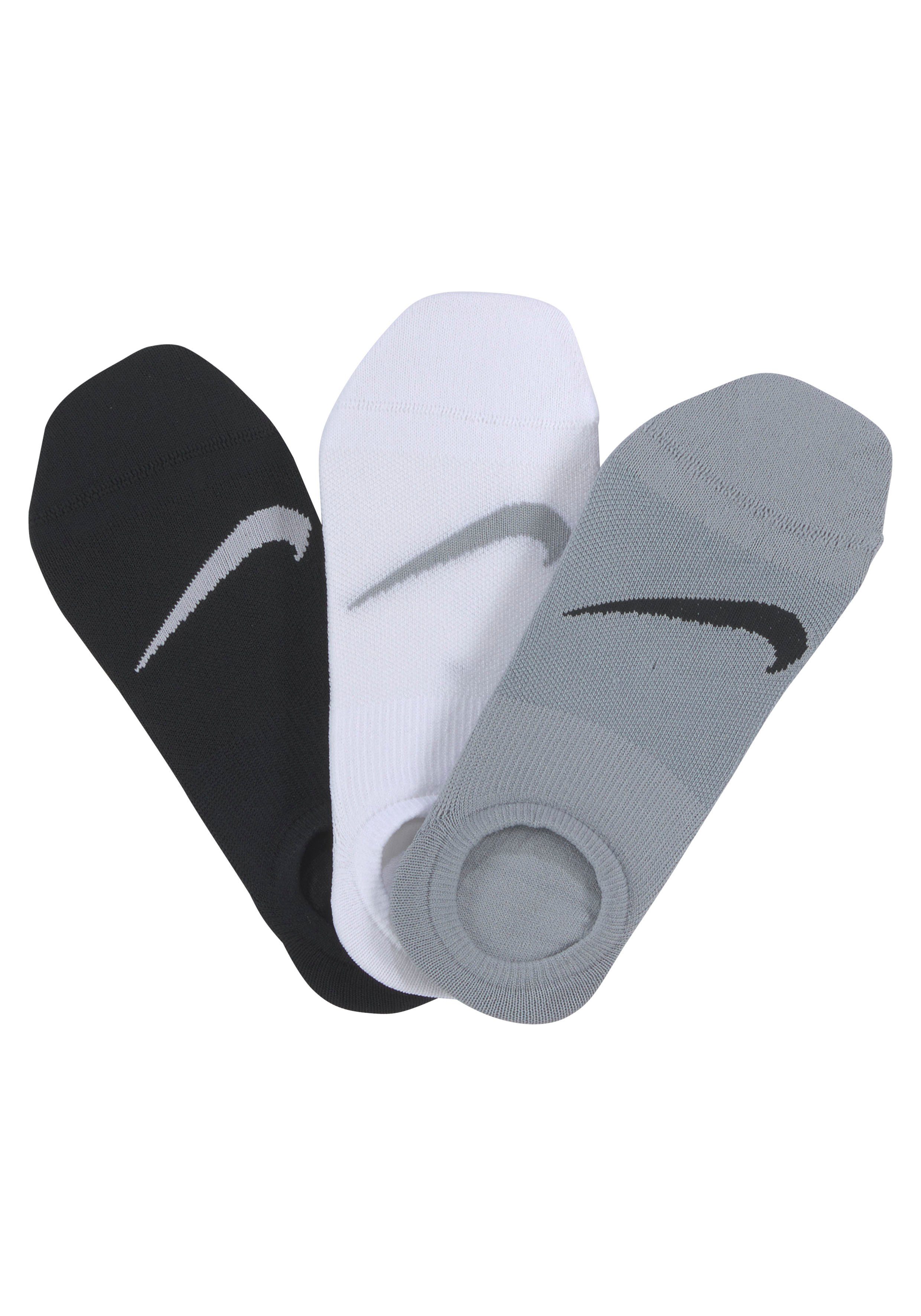 Nike Füßlinge (3-Paar) mit atmungsaktivem Mesh 1x schwarz, 1x grau, 1x weiß | 