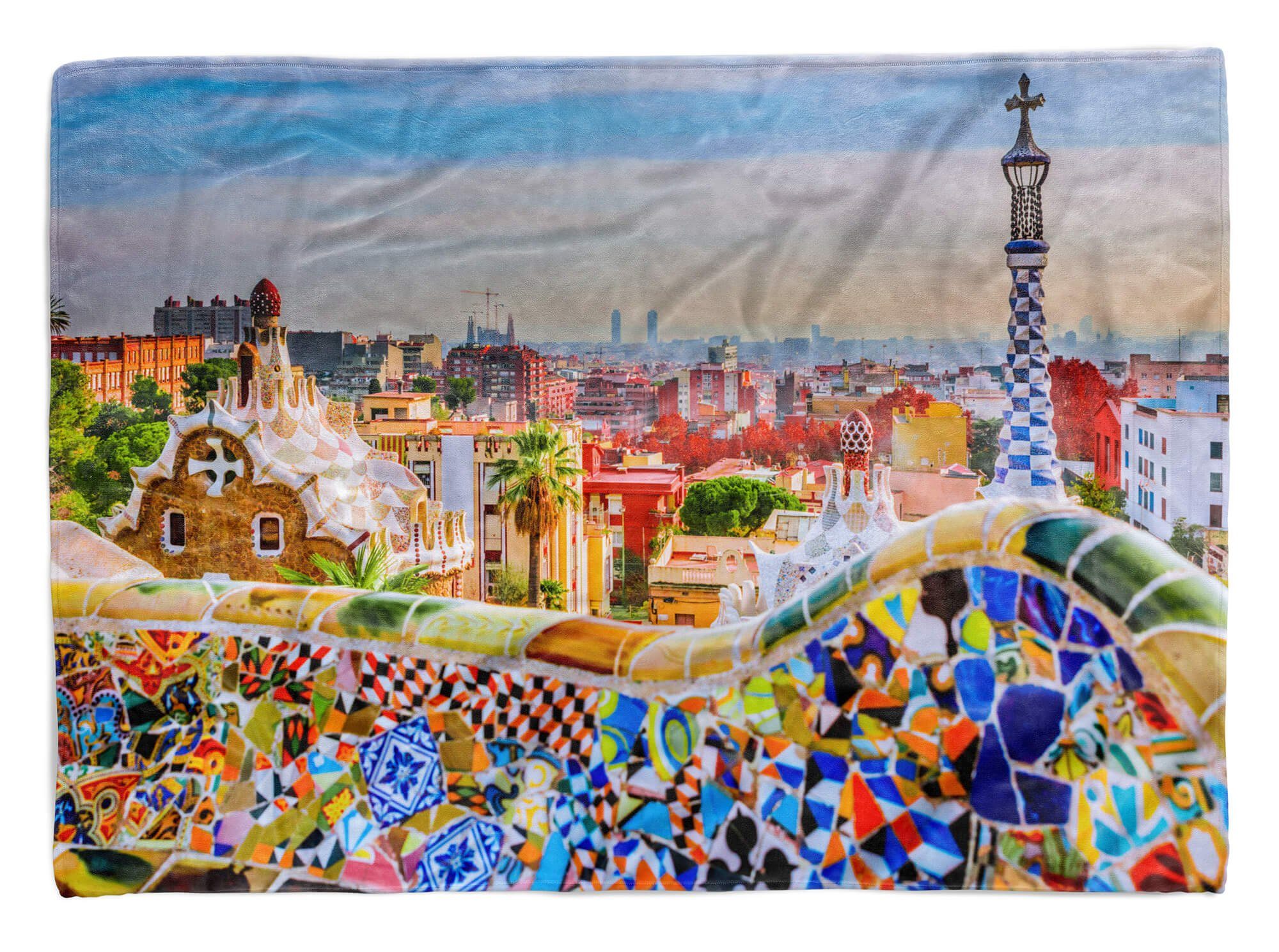 Handtücher Handtuch Strandhandtuch Saunatuch Kuscheldecke mit Fotomotiv Barcelona Hundertw, Baumwolle-Polyester-Mix (1-St), Handtuch