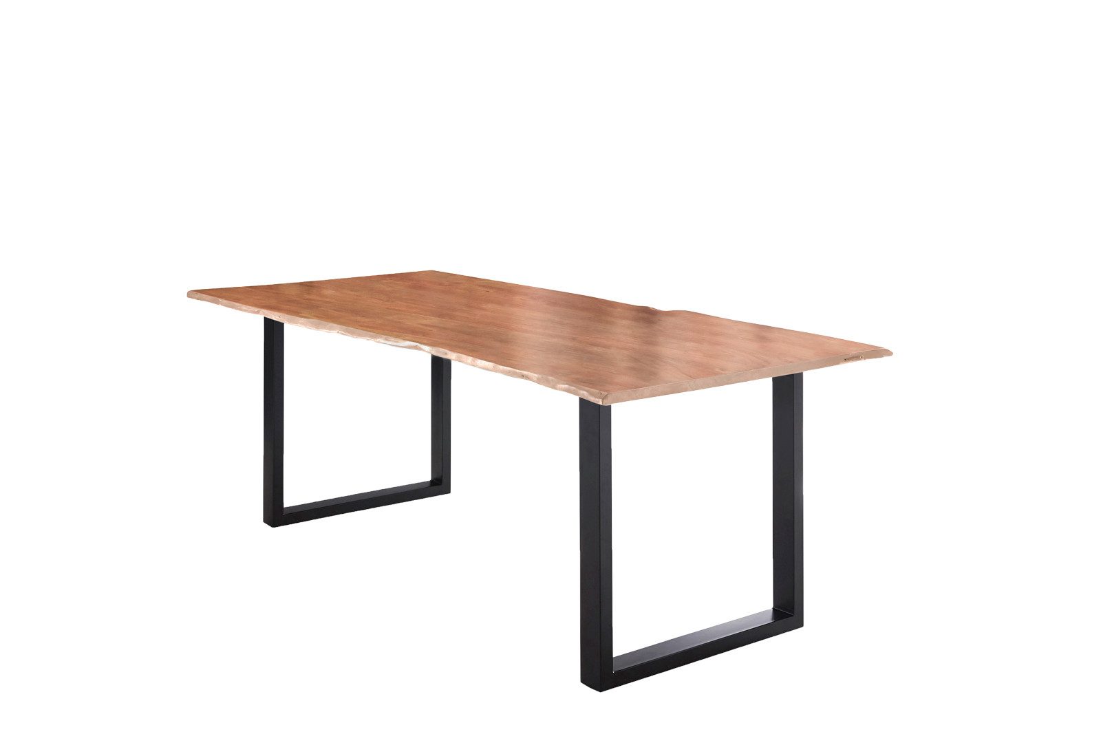 SAM® Baumkantentisch Lupego, massives Akazienholz, natürliche Baumkante, Metallgestell U-Form