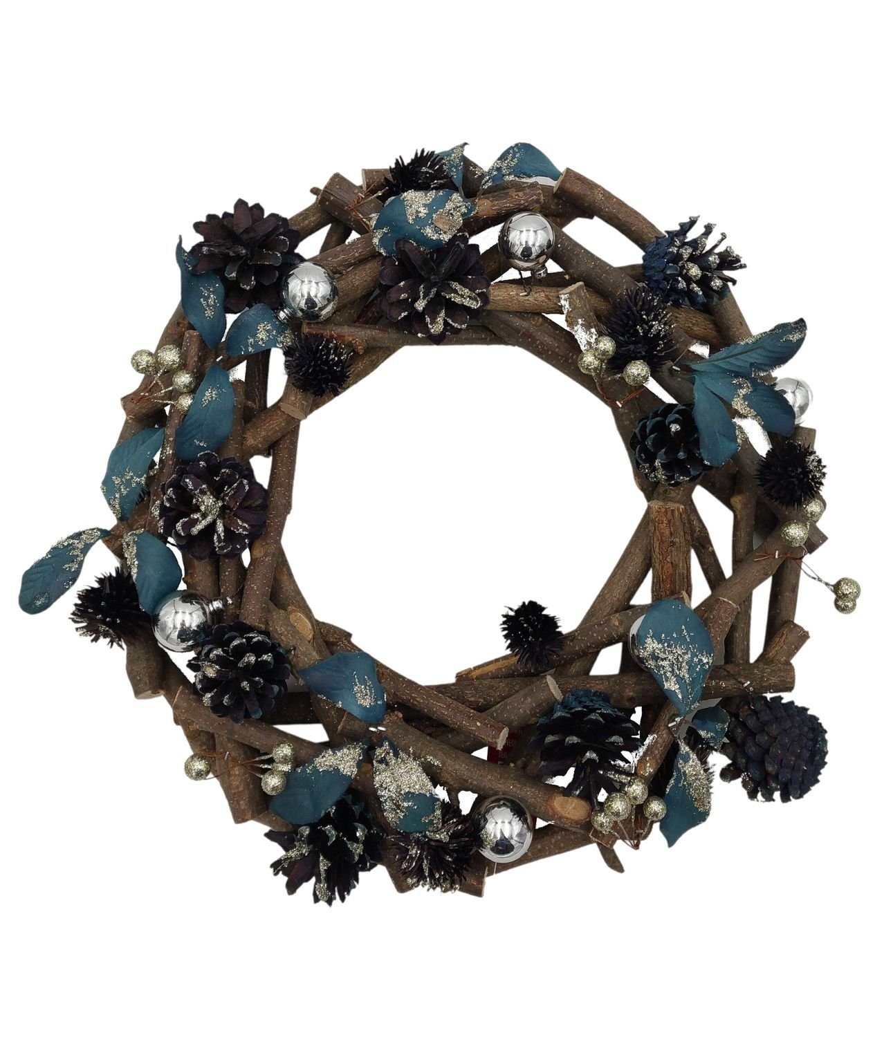 BURI Adventskranz Weihnachts-Dekokranz 34cm dekoriert Dekokranz Weihnachtsdeko Wanddeko