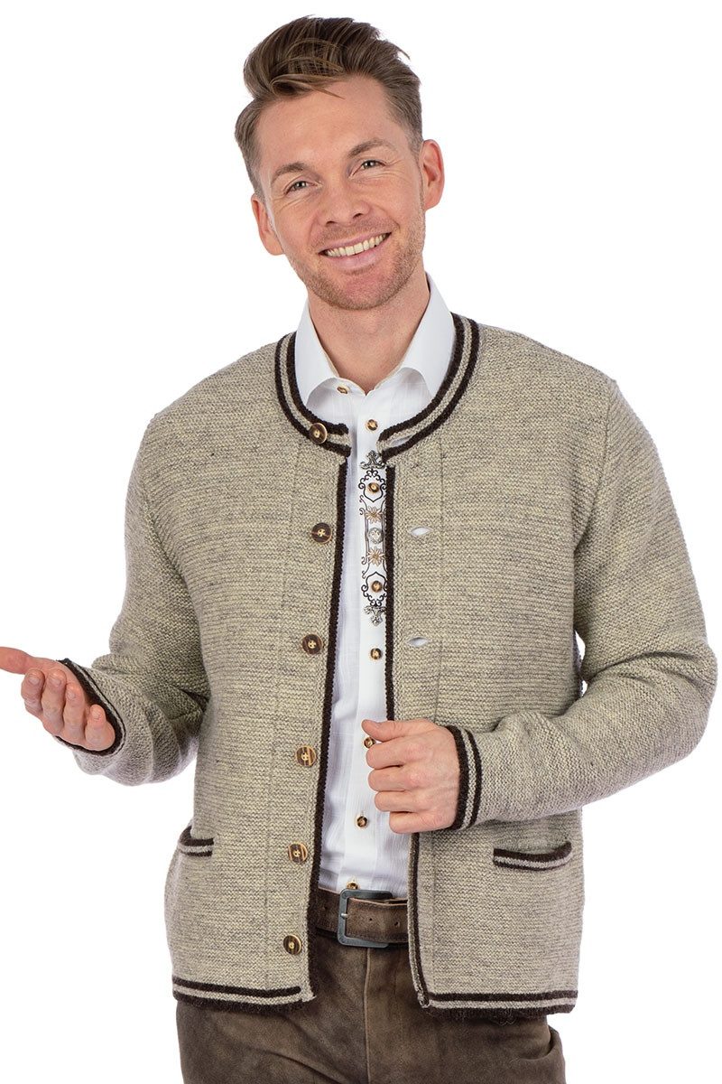 Orbis Textil GmbH & Co. KG Trachtenstrickjacke Trachten Strickjacke Herren - GANDOLF - naturmeliert, nussmeliert