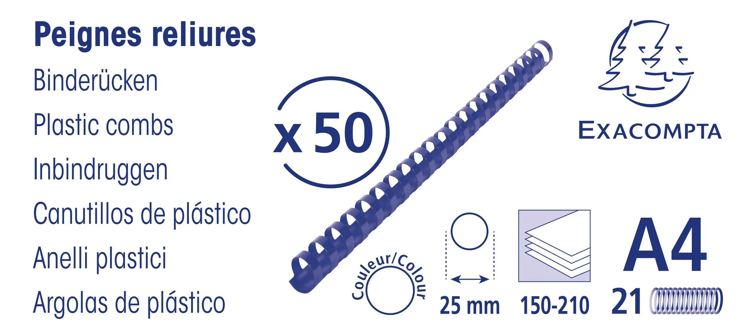 EXACOMPTA Bindegerät Schachtel + 100 Spiralen 25 mm PVC für die Bindung A4 Schwarz 75701E, Klemmschiene