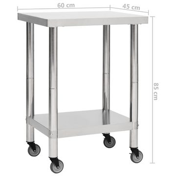 TOP! Unterschrank Küchen-Arbeitstisch mit Rollen 60x45x85 cm Edelstahl