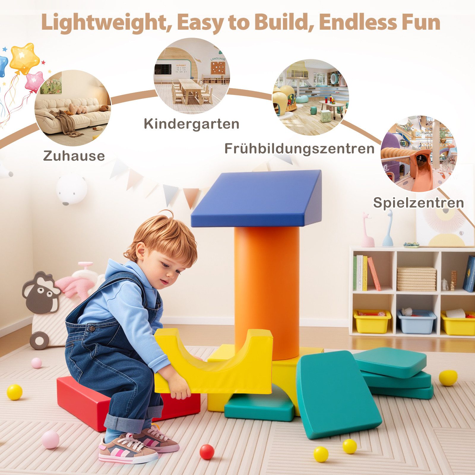 COSTWAY Spielbausteine, (10 St), Softbausteine für Kinder ab 1 Jahr