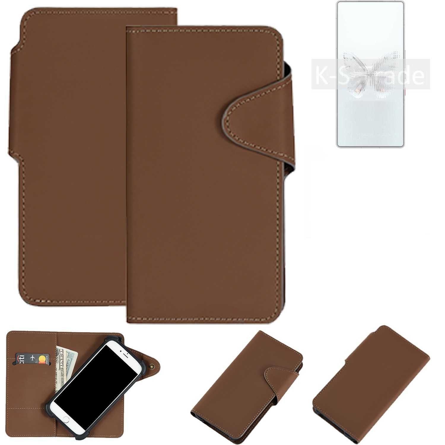 K-S-Trade Handyhülle für REDMAGIC 10 Pro, Schutzhülle Klapphülle Kunstleder braun Handy Hülle Wallet Case