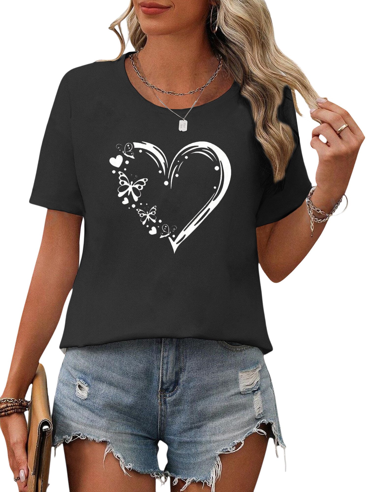 PYL Kurzarmbluse Damen Sommer Casual T-Shirt günstig online kaufen
