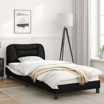 vidaXL Bett Bettgestell mit LED Schwarz und Weiß 90x190 cm Kunstleder