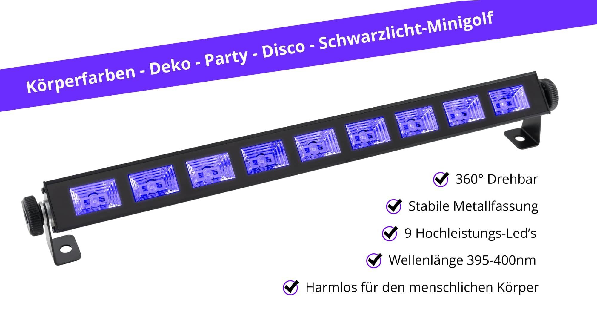 Showlite Discolicht UL-9 UV-Bar - LED Schwarzlichtleiste, LED fest integriert, UV, UV Bühnenbeleuchtung - für Party, Disco & Bar