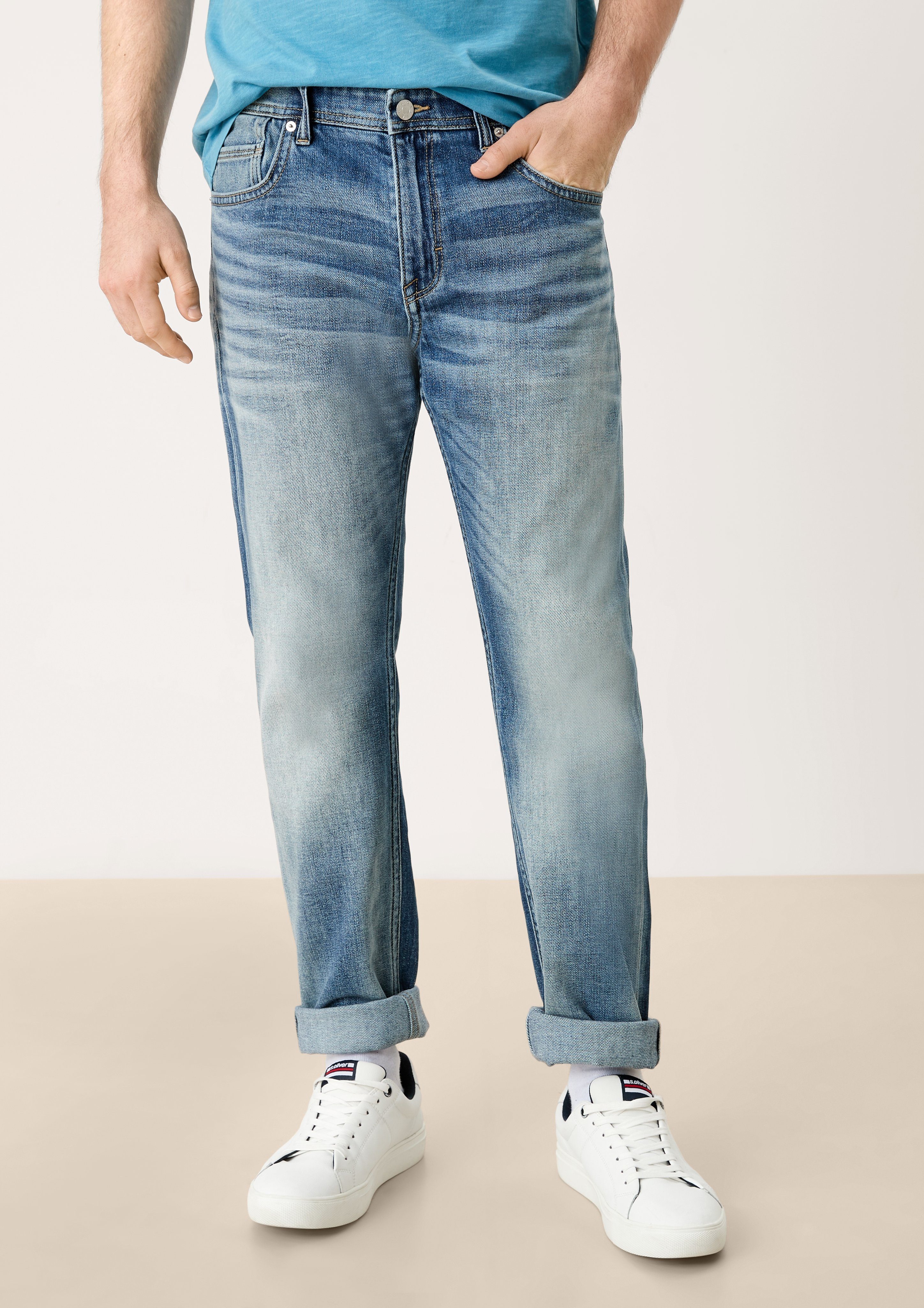 Herren Jeans s.Oliver 5-Pocket-Jeans Regular: Jeans mit Destroyes Waschung, Destroyes