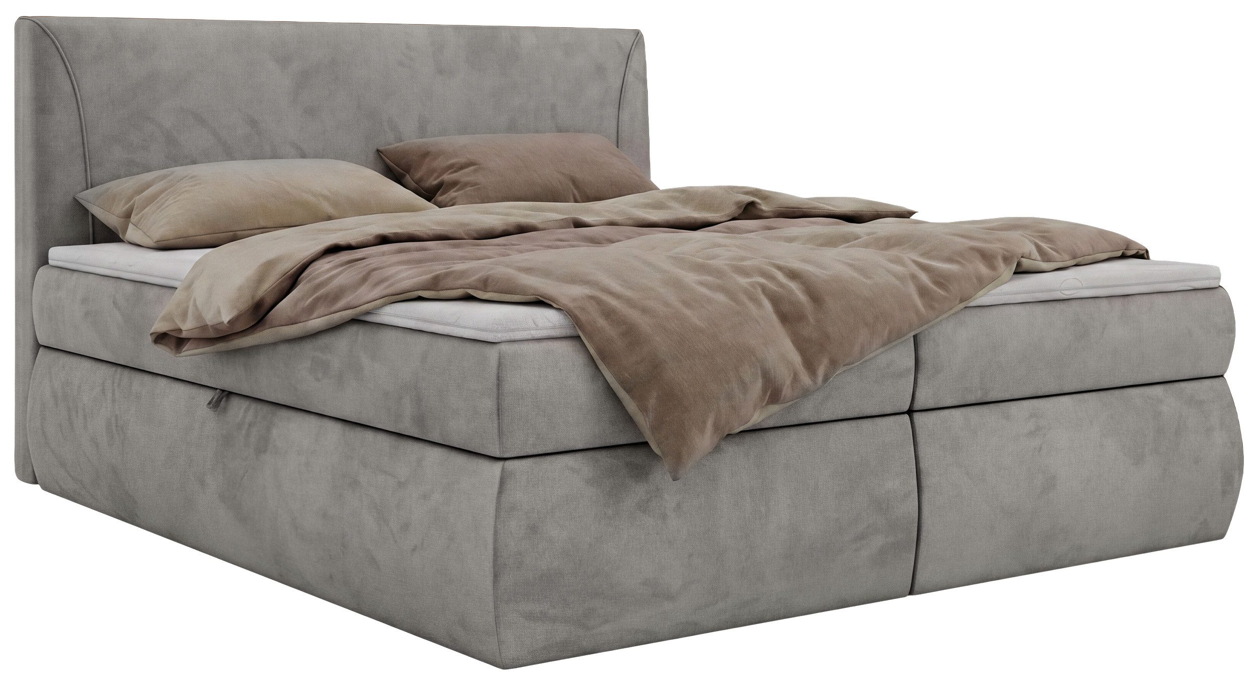 MKS MÖBEL Boxspringbett TARENZA (Set, Doppelbett, Gepolstertes Kopfteil, Schaum Topper), inkl. Bettkasten und Topper, Bonell-Federn