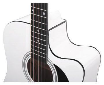 Classic Cantabile Westerngitarre Gitarrenset Dreadnought-Style mit Tonabnehmer - Korpus: Linde, inkl. Tasche, Ständer, Fußbank und Tuner, Spar-Set, inkl. Tasche, Gitarrenständer, Fußbank, Stimmgerät