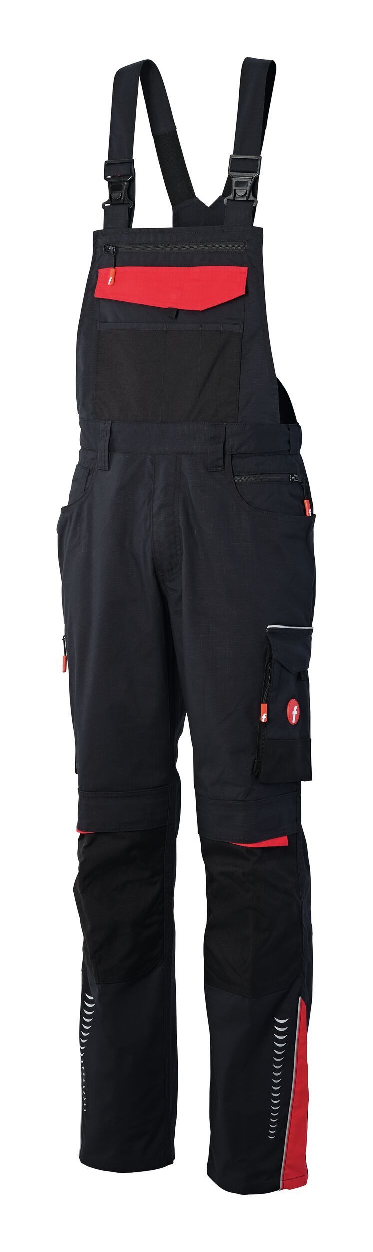 fortis Latzhose Herren Performance schwarz/rot
