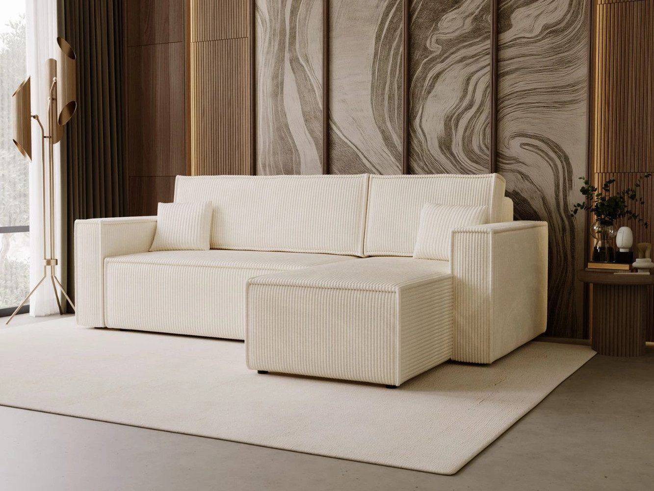 GrainGold Ecksofa mit Schlaffunktion und Bettkasten günstig online kaufen