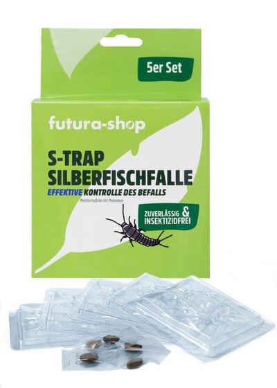 Futura-Shop Insektenfalle Silberfisch Falle Papierfischchen Ofenfischchen Pheromonfall, giftfrei, 5er-Set