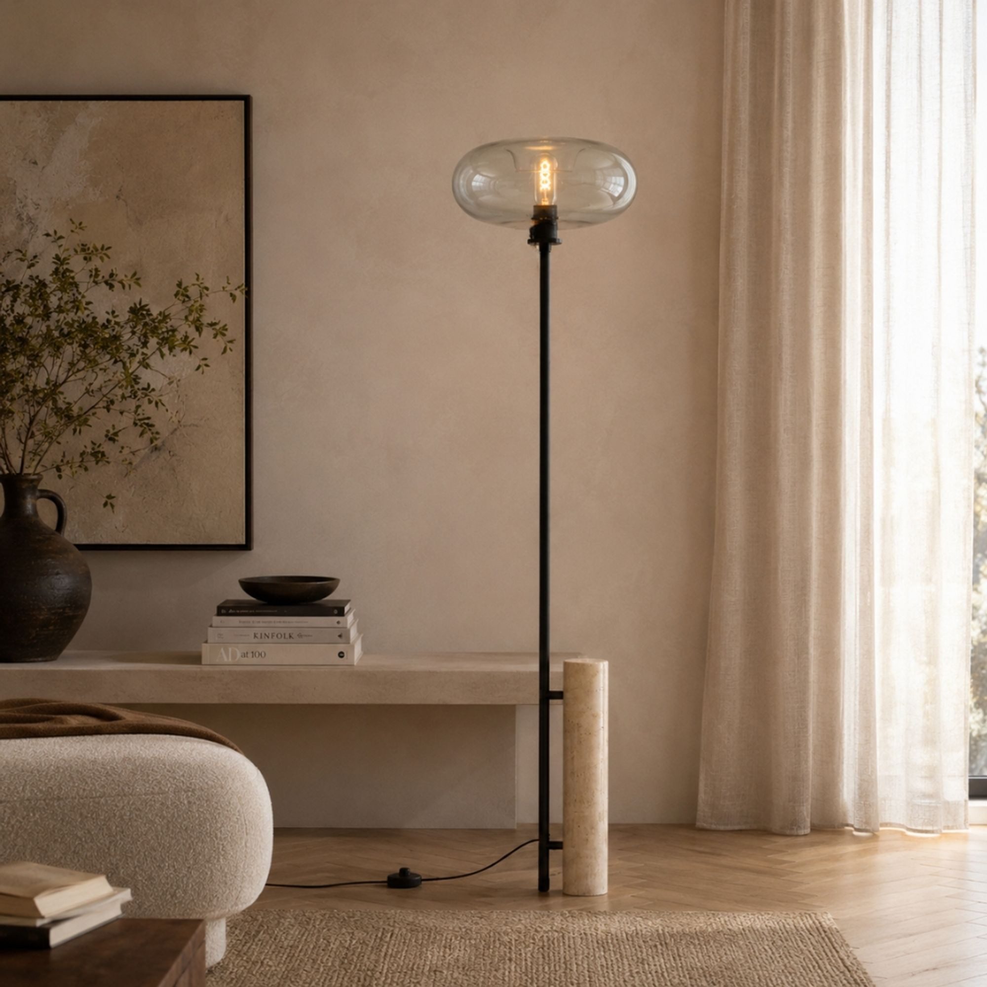 s.luce Stehlampe Cruet Travertin-Stein Klar