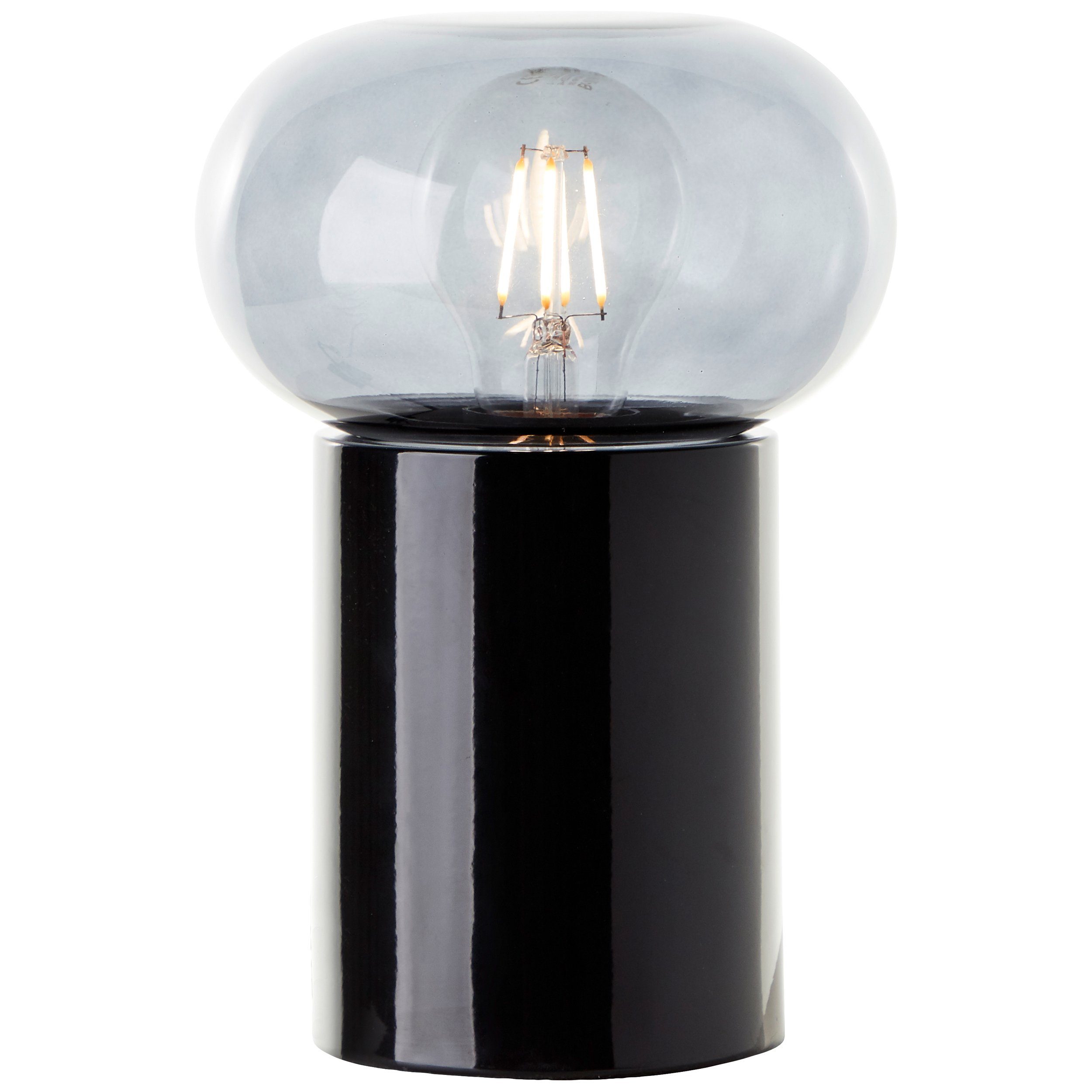 Lightbox Tischleuchte, ohne Leuchtmittel, Tischleuchte mit Rauchglas, 22 cm Höhe, E27, schwarz matt