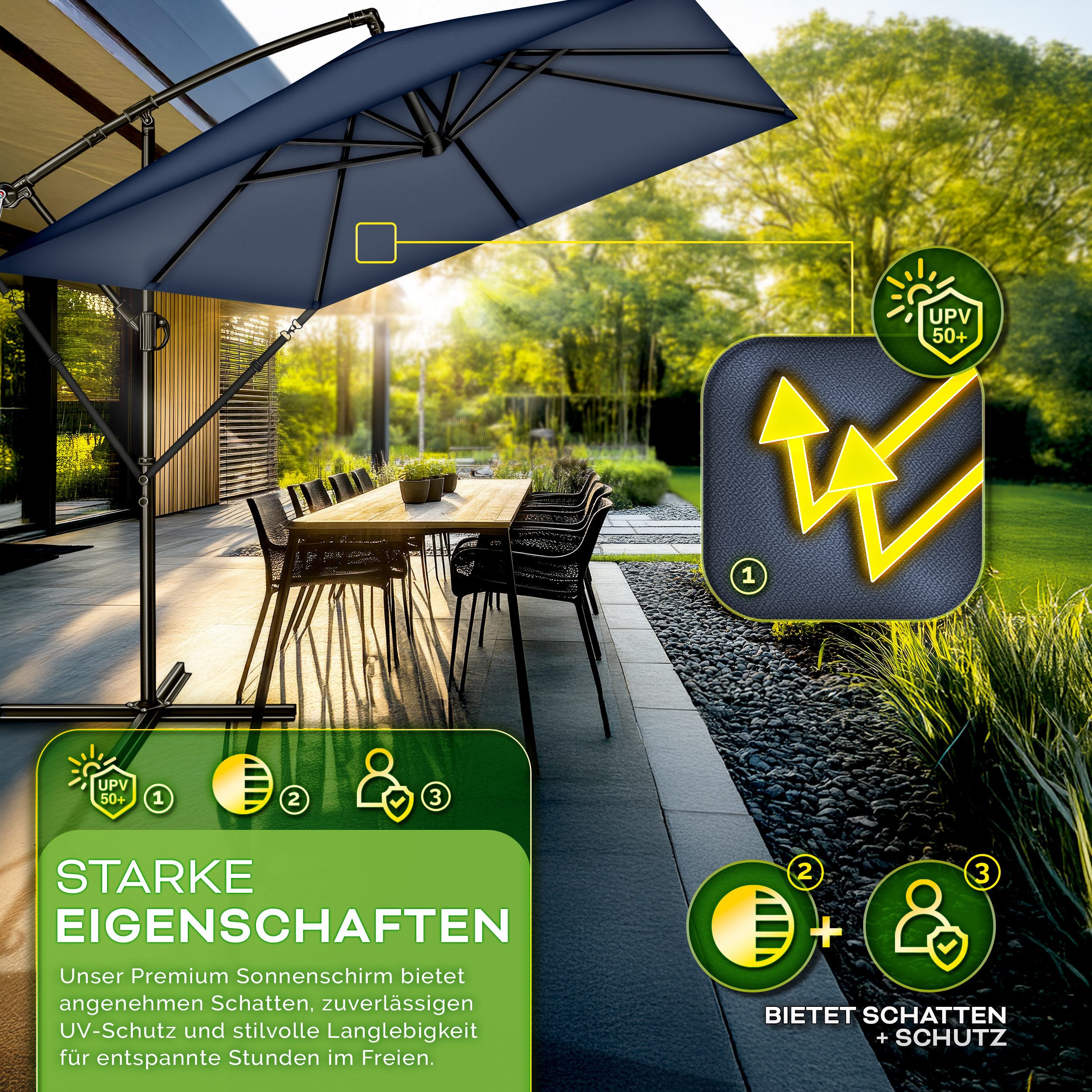 tillvex Sonnenschirm tillvex® Sonnenschirm eckig 235 günstig online kaufen