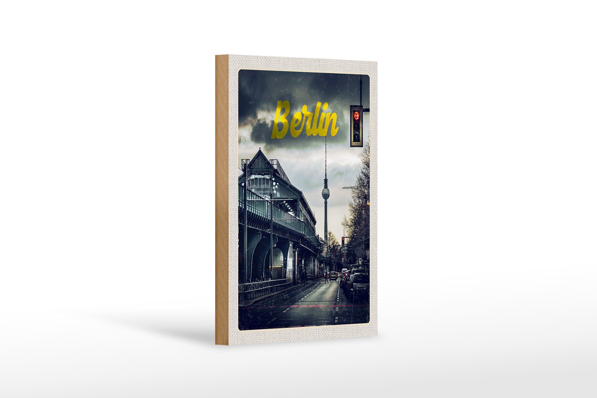 Femer GmbH Holzbild Reise 12x18cm Berlin Deutschland Mittelalter Gemälde, (1 St), Glatte Holzfaserplatte (MDF), vorn beschichtet